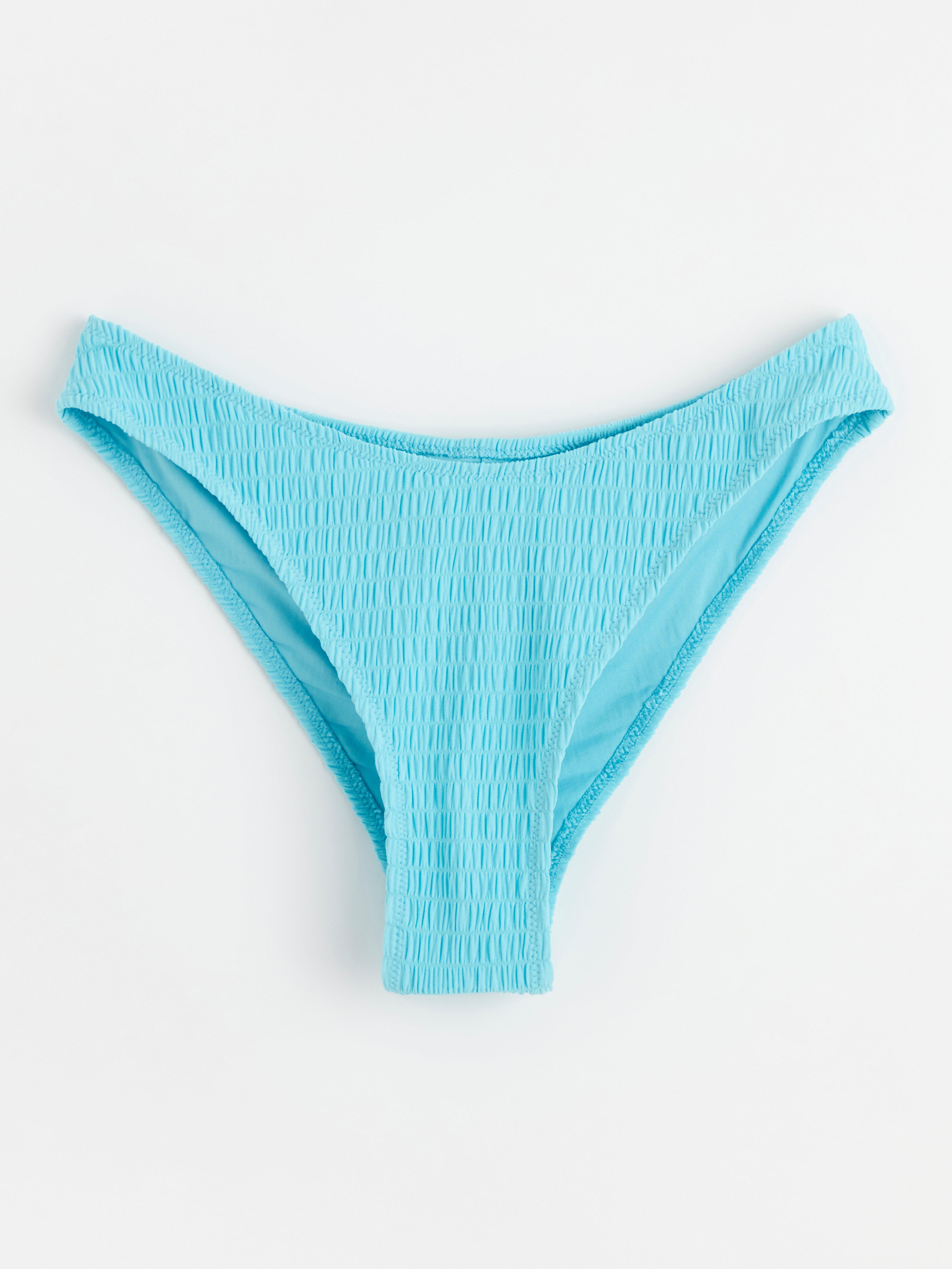 Brazilian bikini bottom with crinkled texture Turquoise