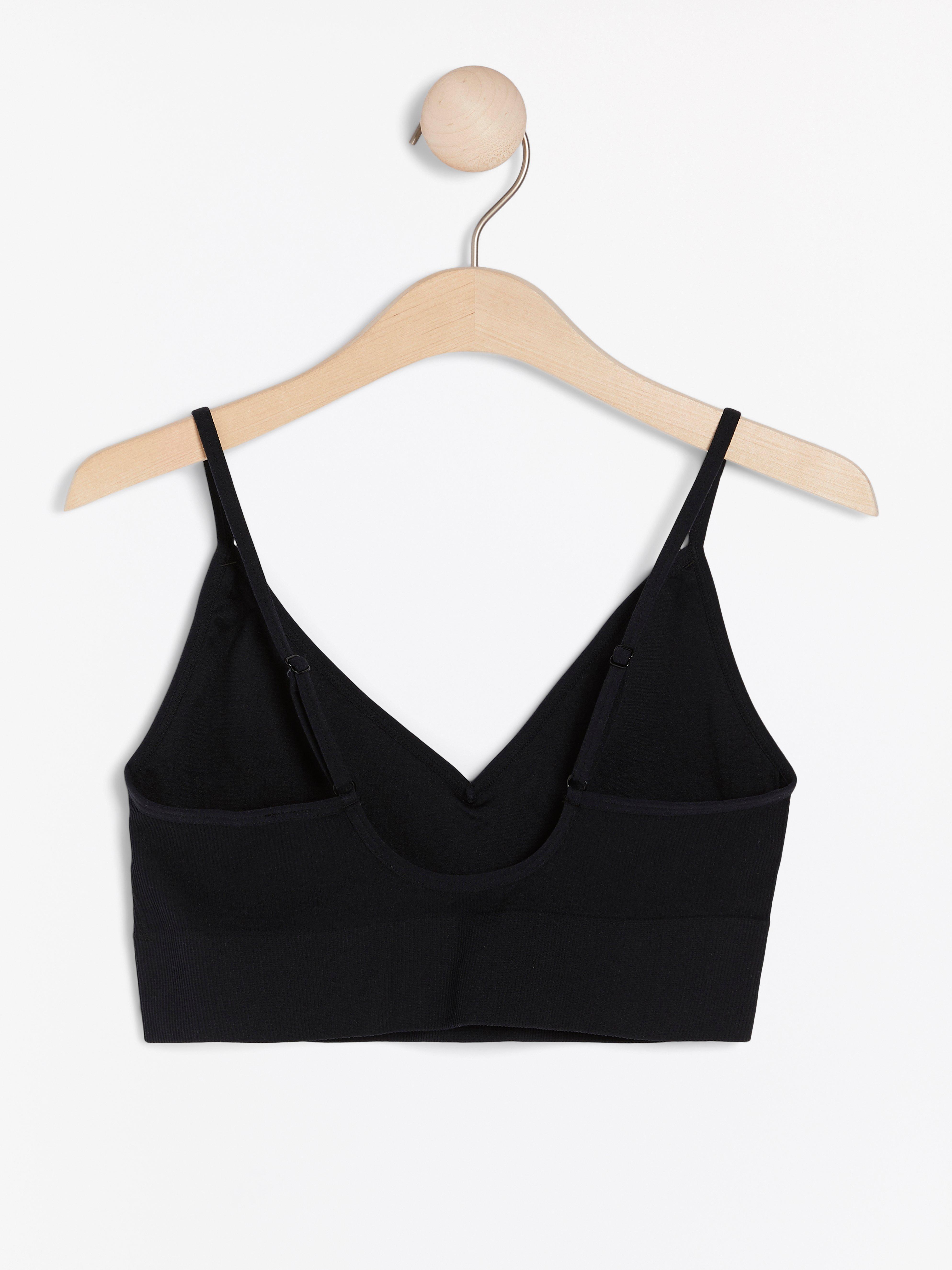 Seamless ribbed v-neck soft bra Black