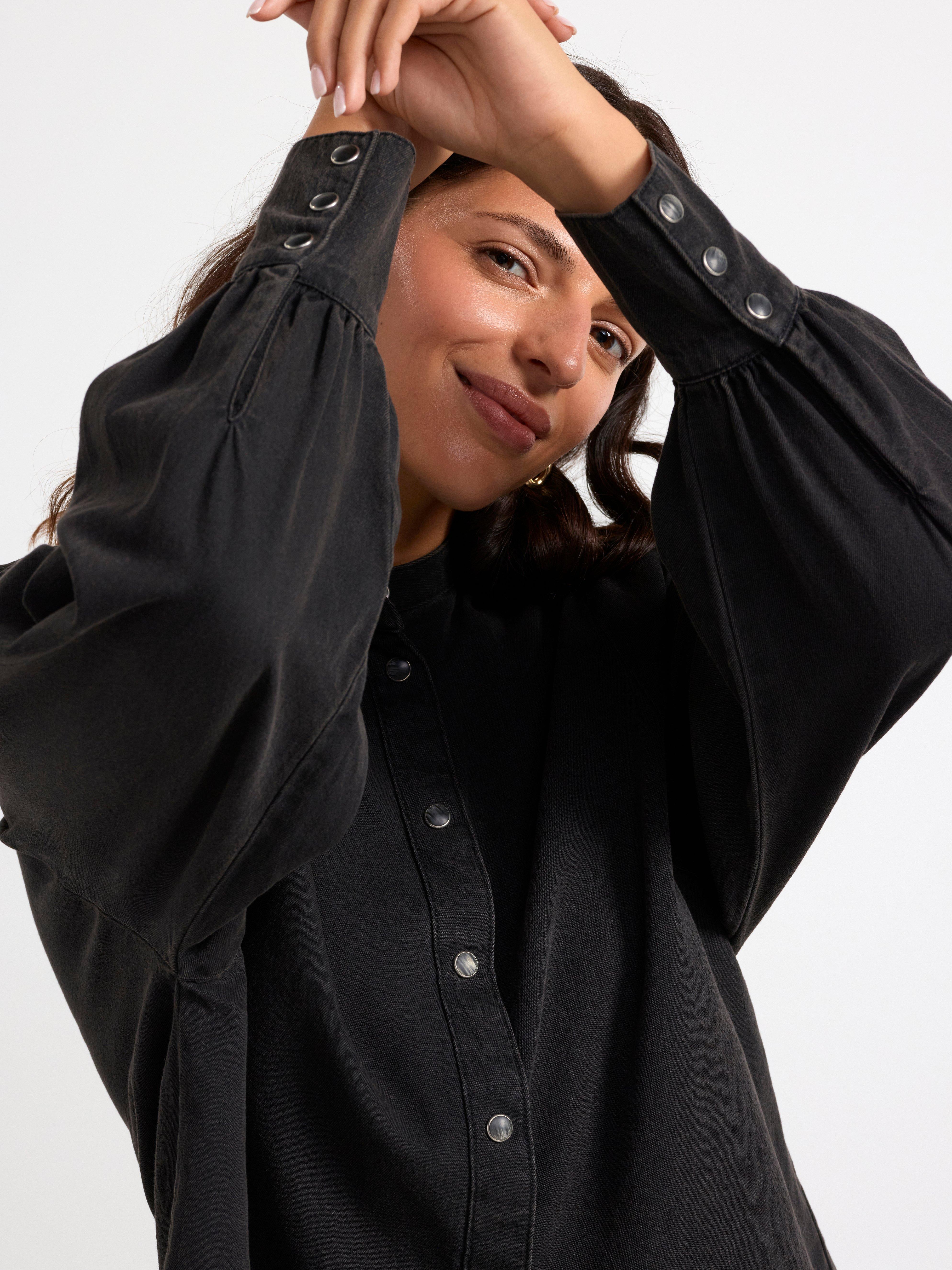 Denim blouse Black