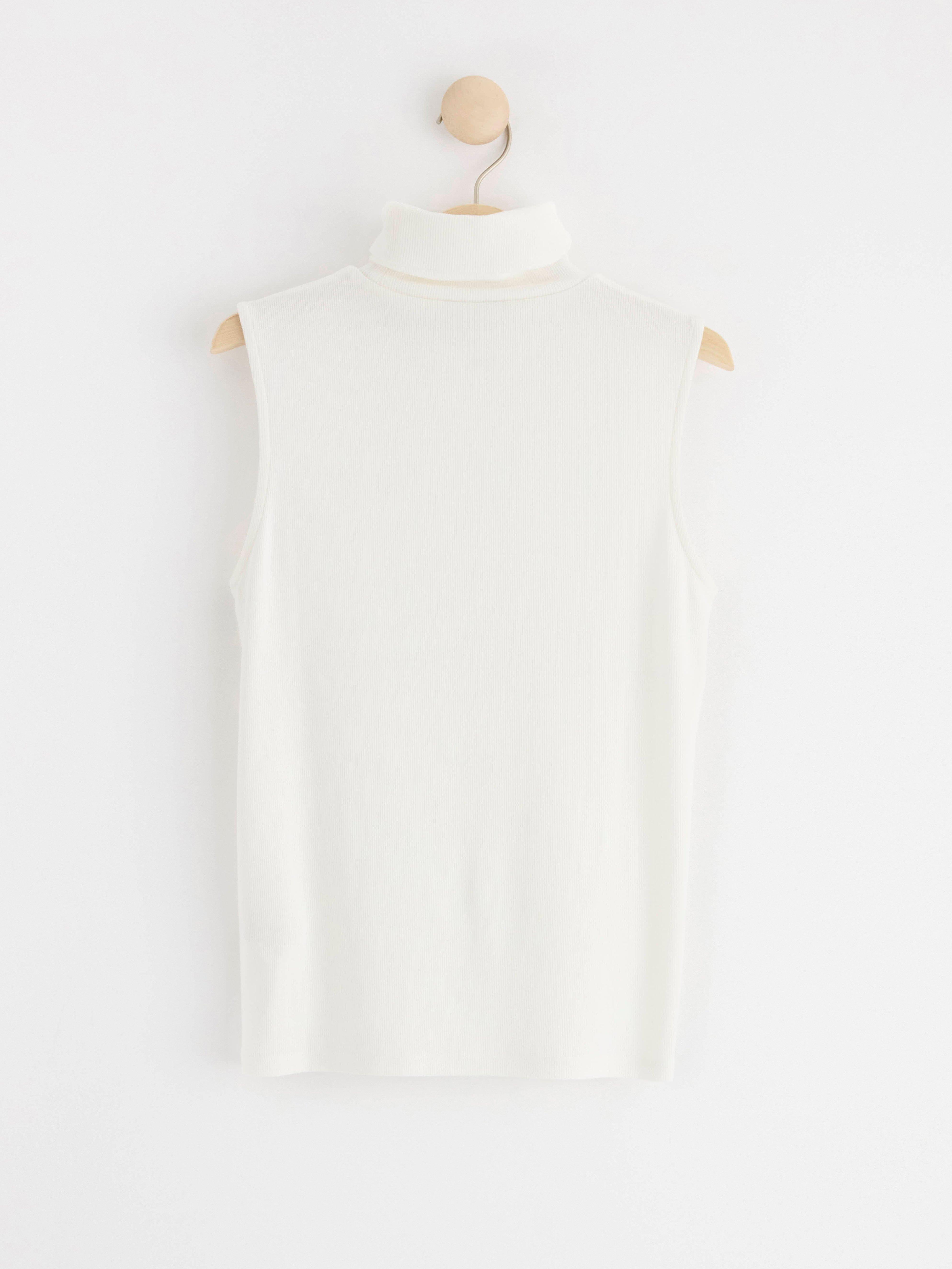 Sleeveless roll neck top Off White