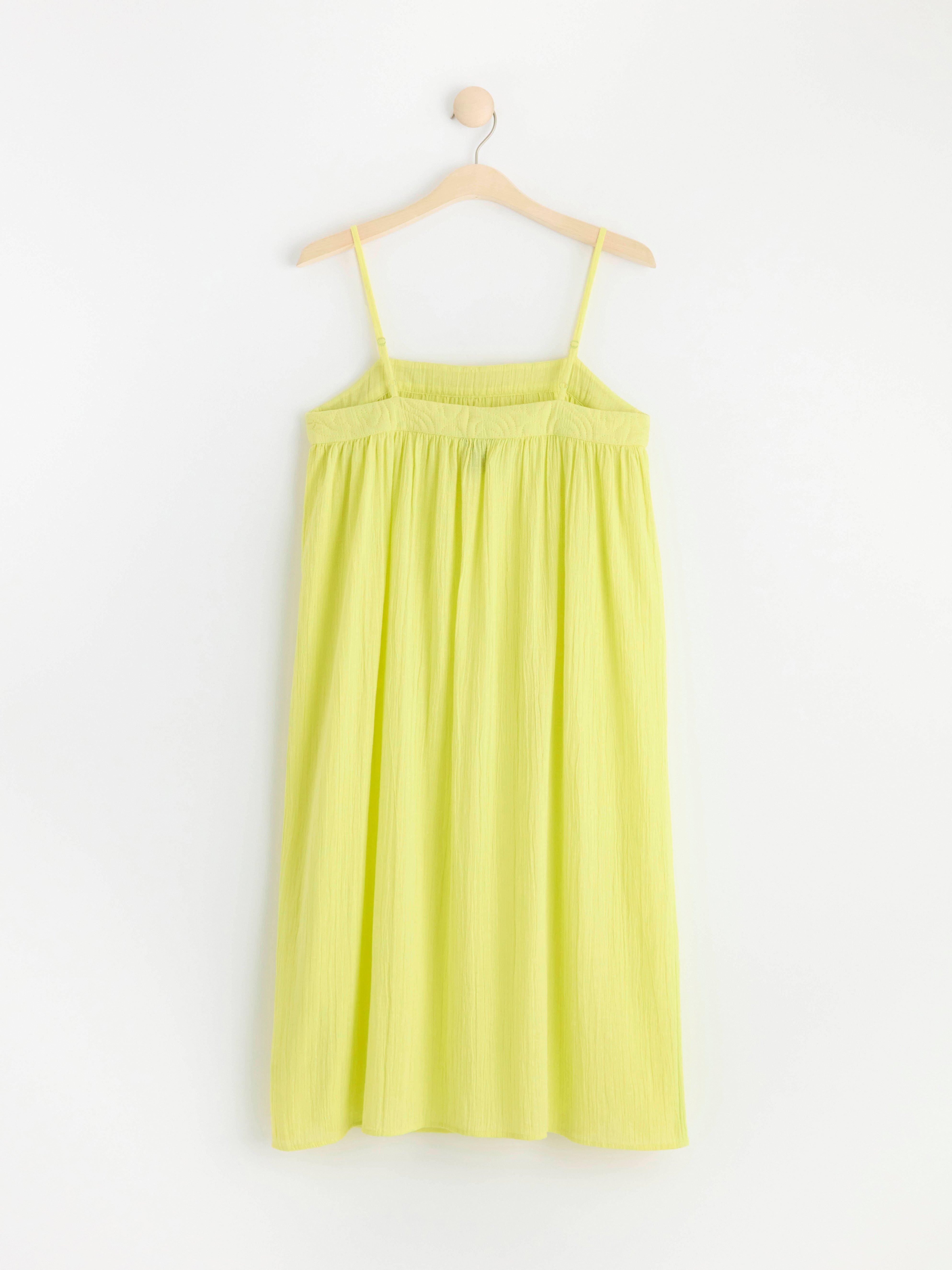 Sun dress in crinkled cotton green