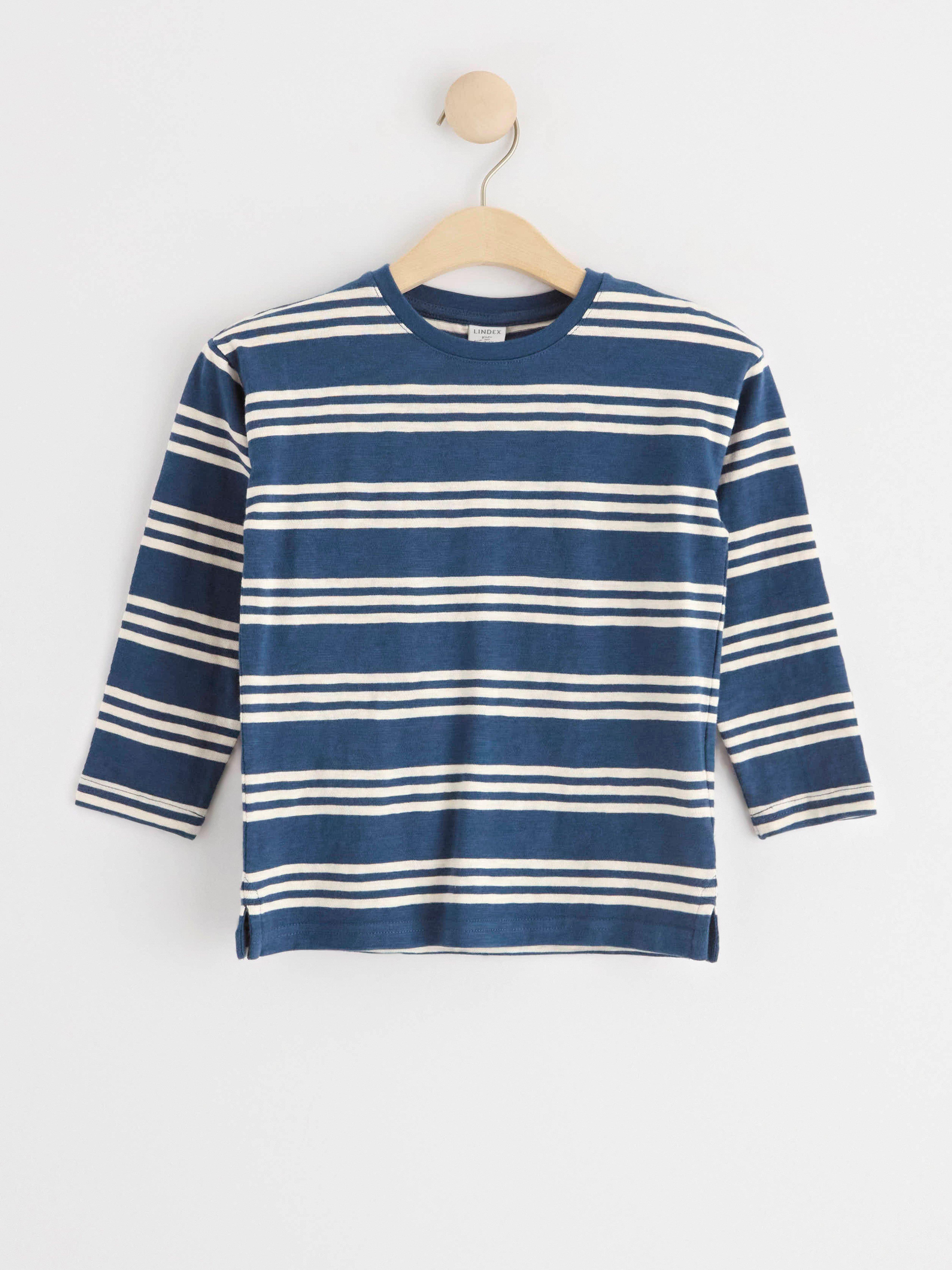 Long sleeve top with stripes Dark Dusty Blue