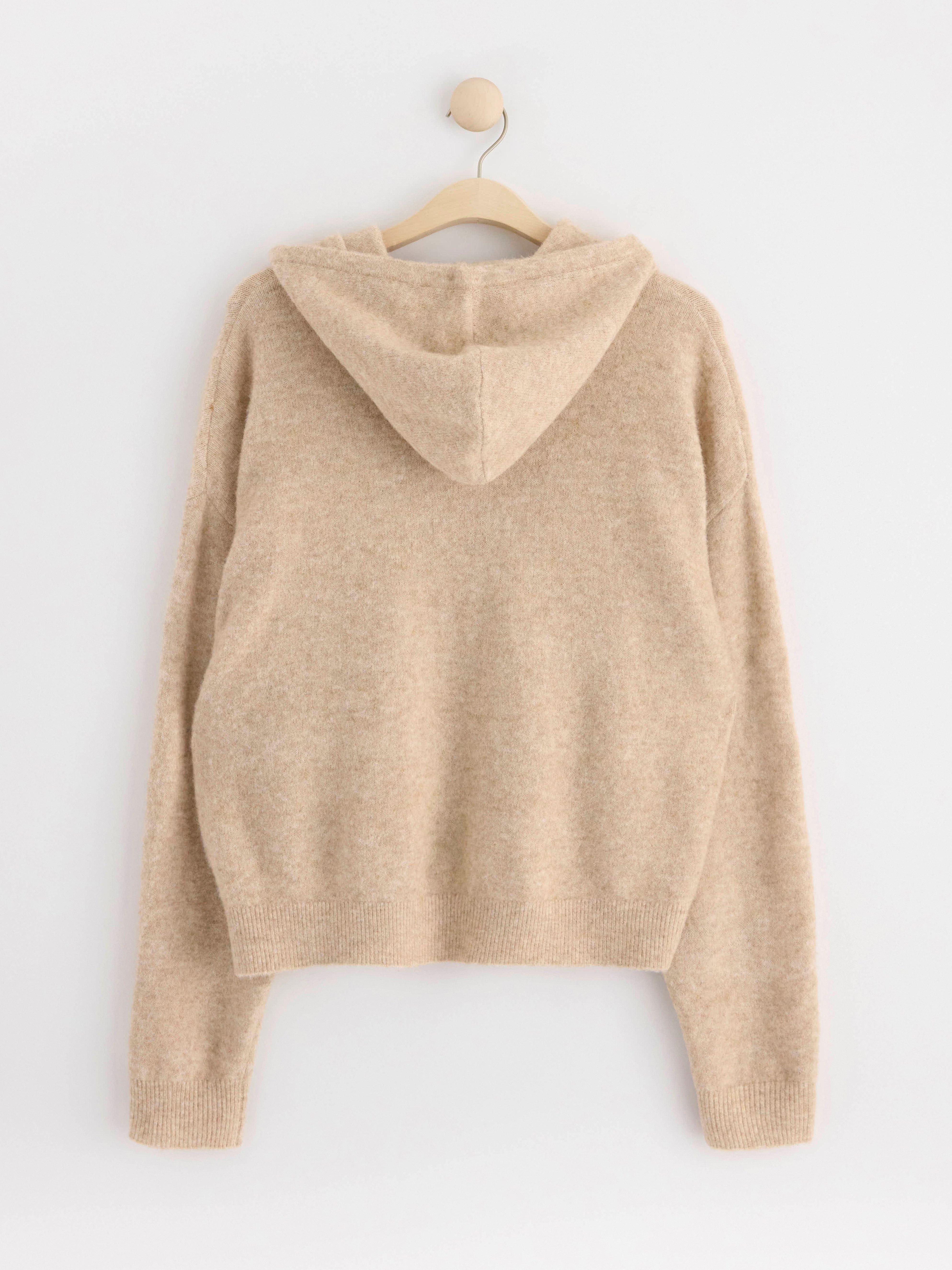 Hoodie knitted beige