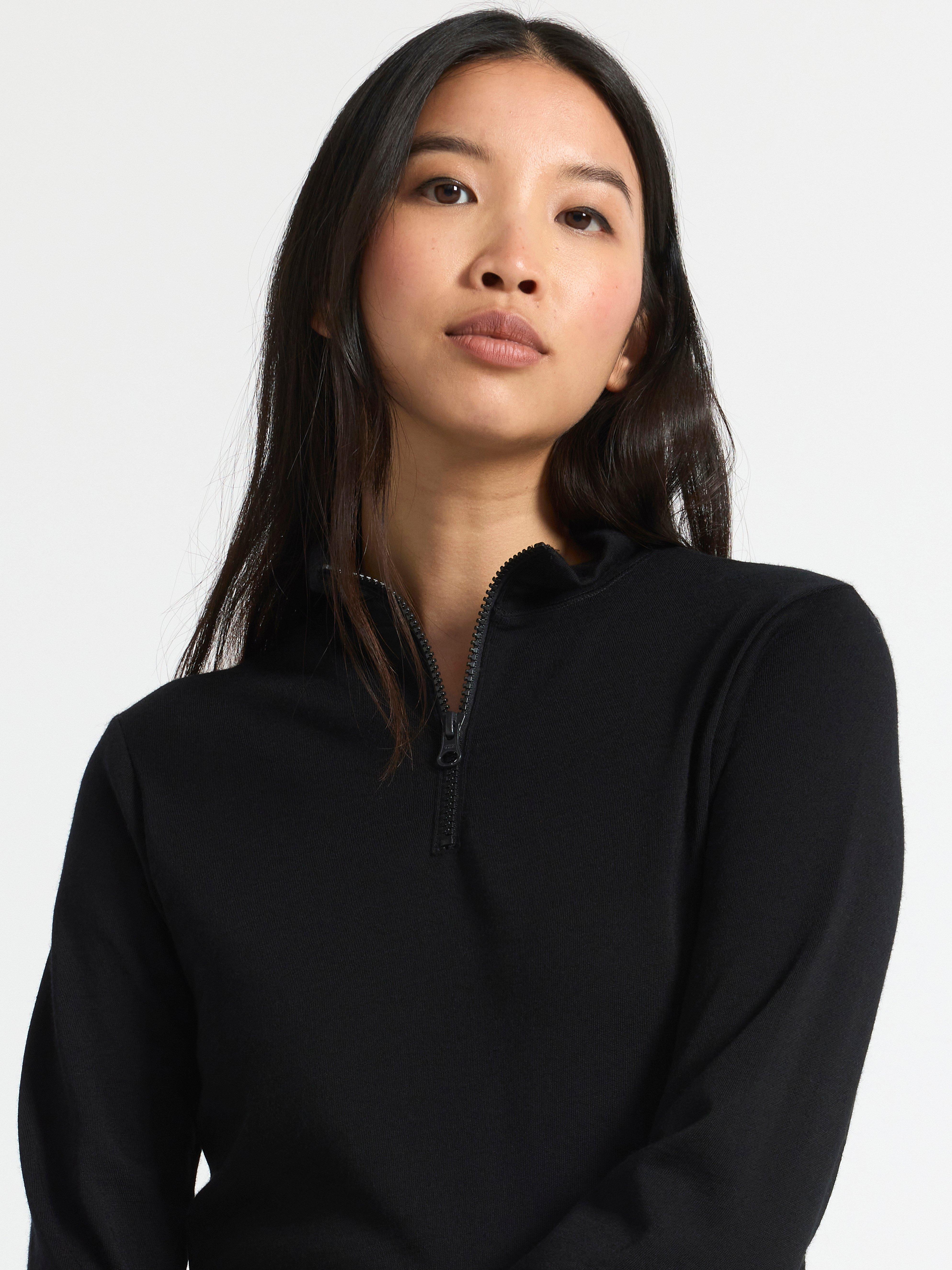 Knitted jumper in merino wool terry Black