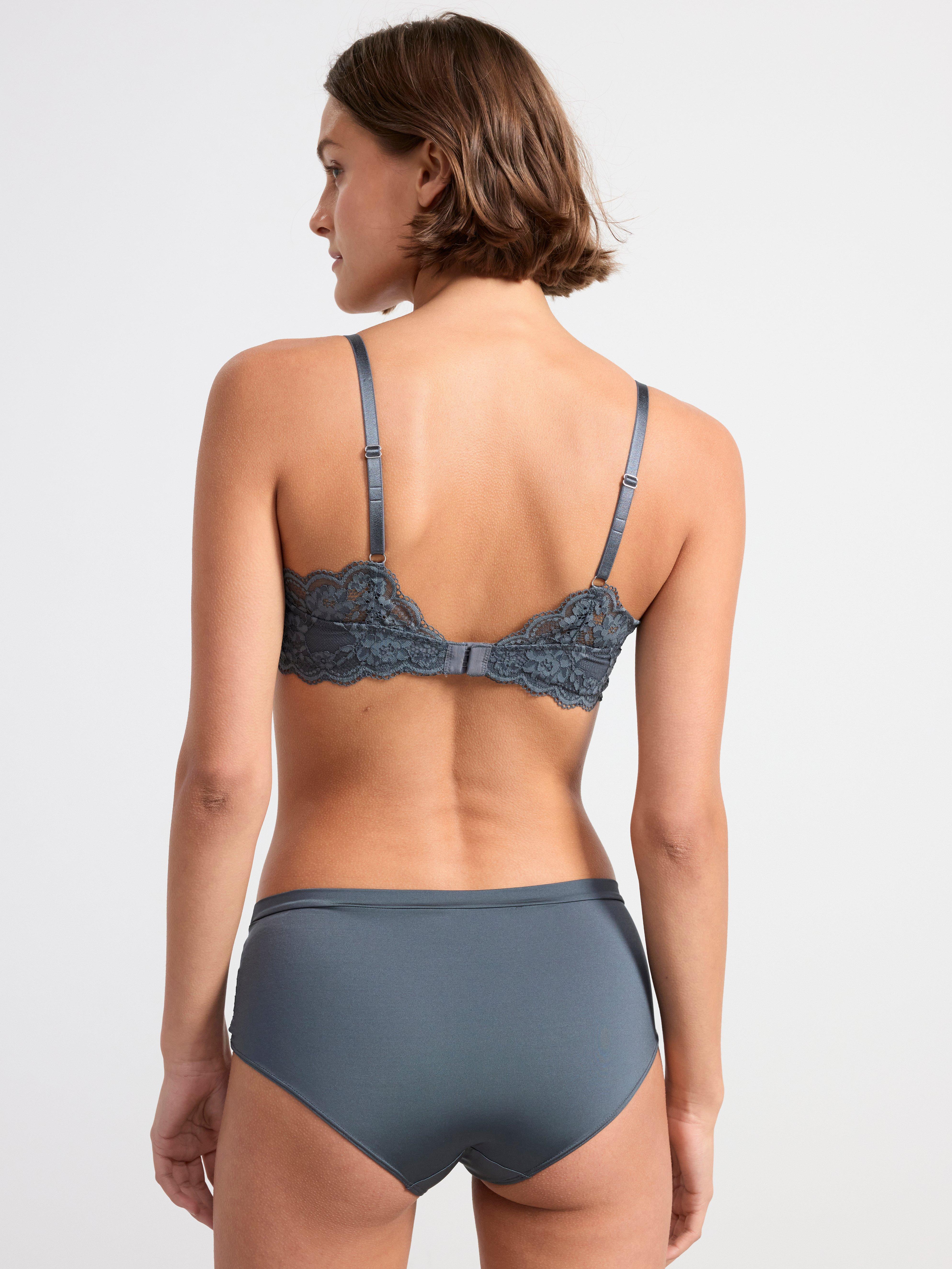 Lilja t-shirt bra with lace Dark Grey
