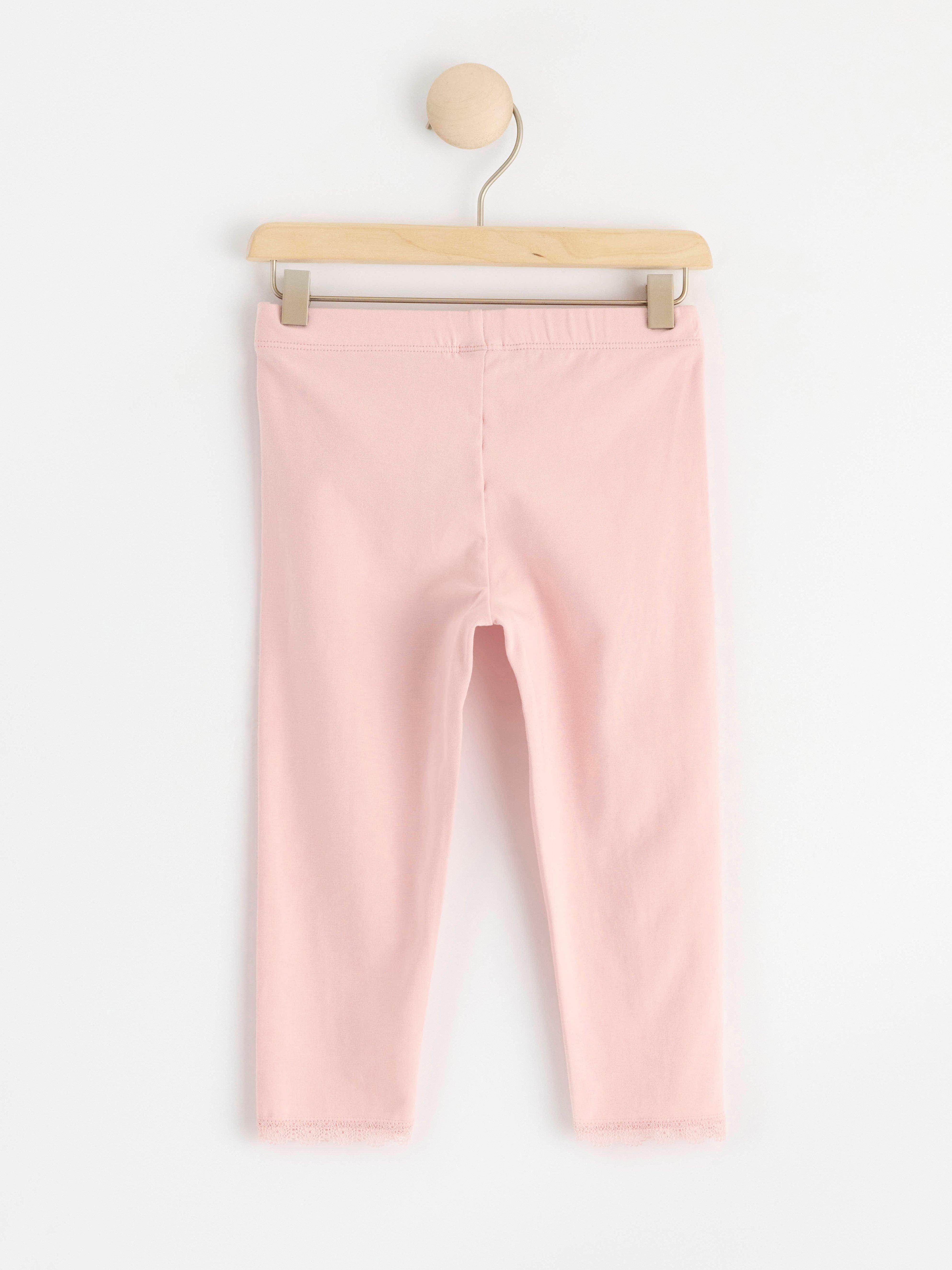 Capri leggings with lace trim Light Dusty Pink