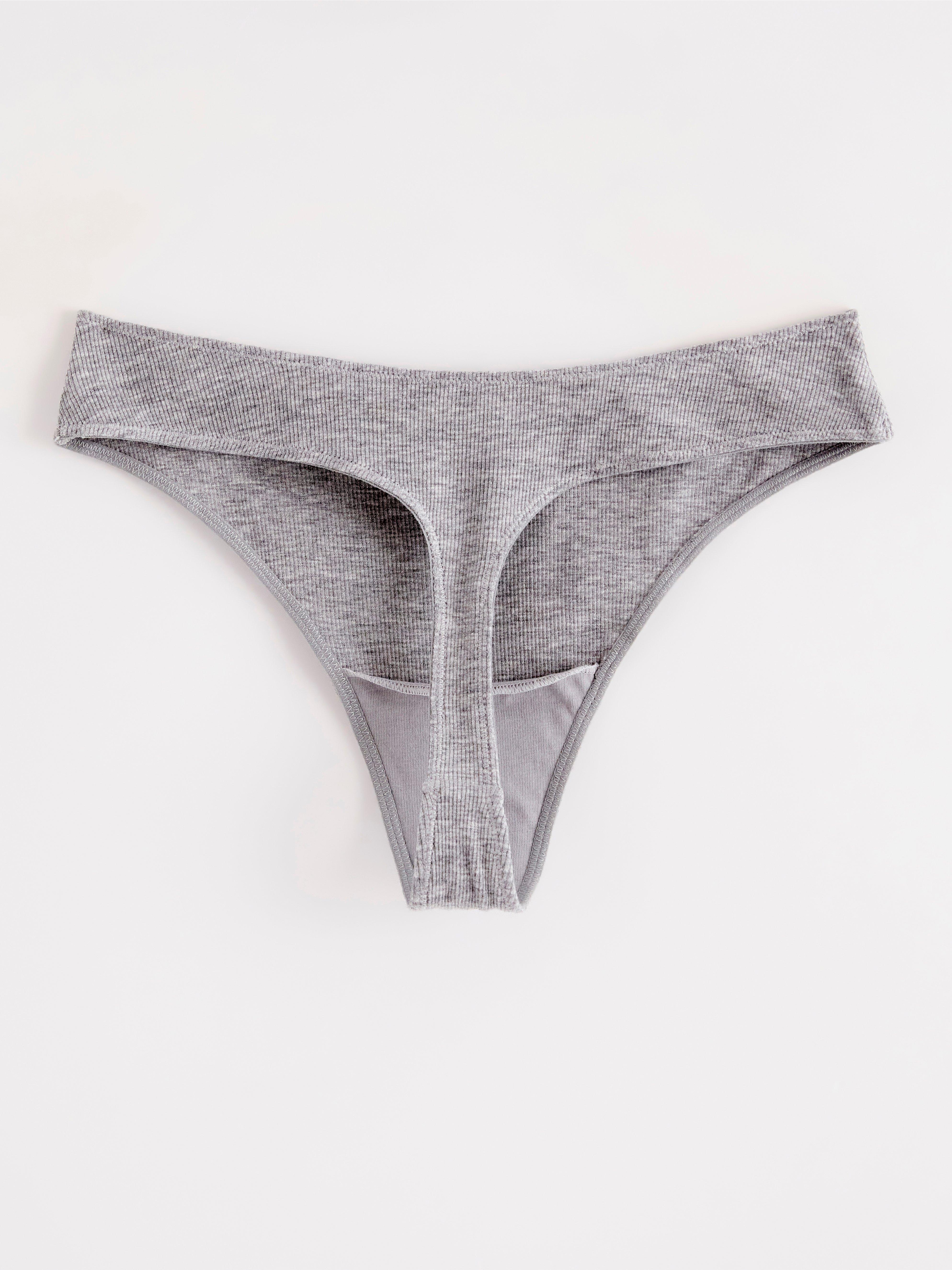 Ribbed thong low Grey Melange