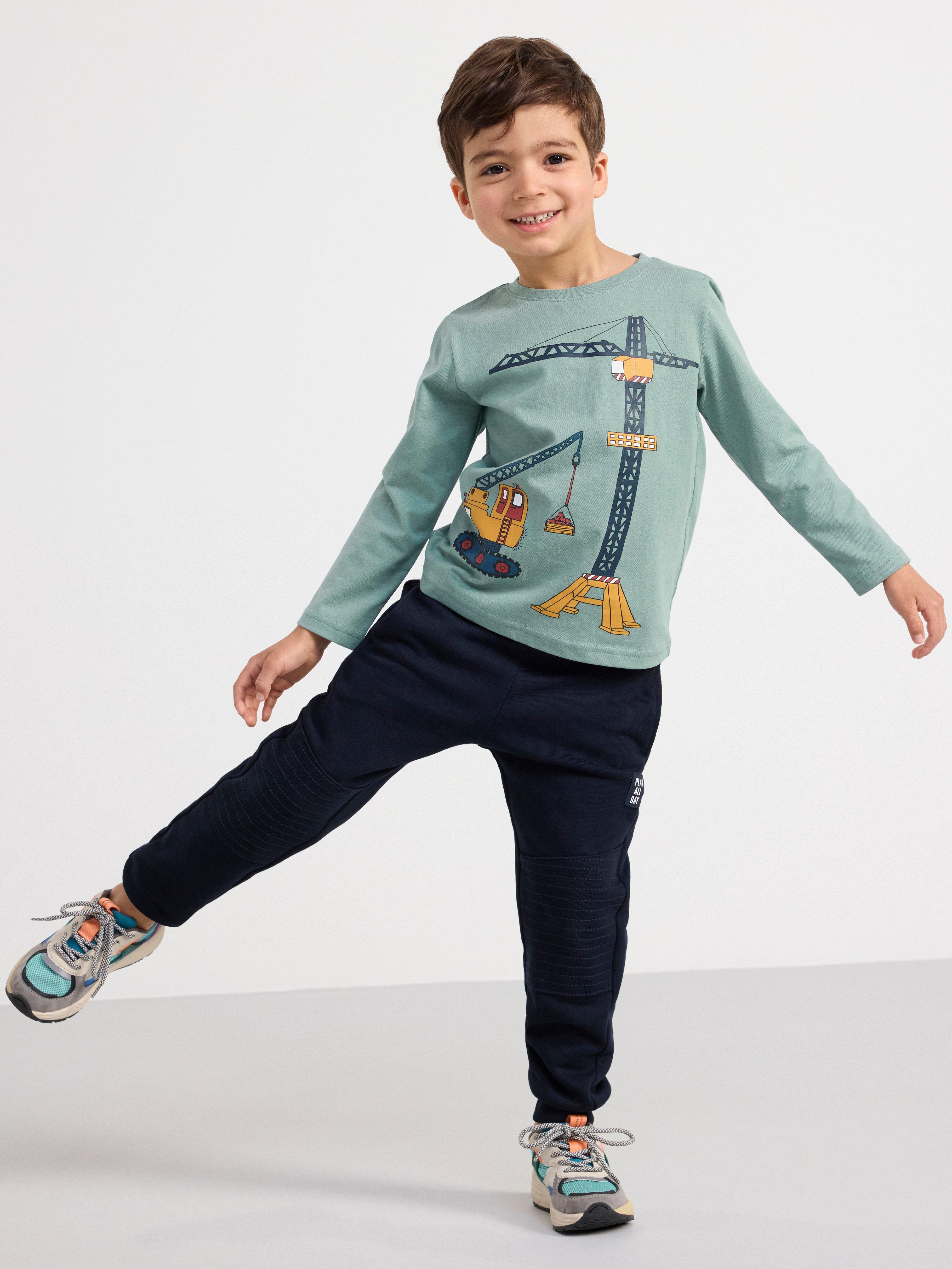 Long sleeve top with working vehicles Light Dusty Green