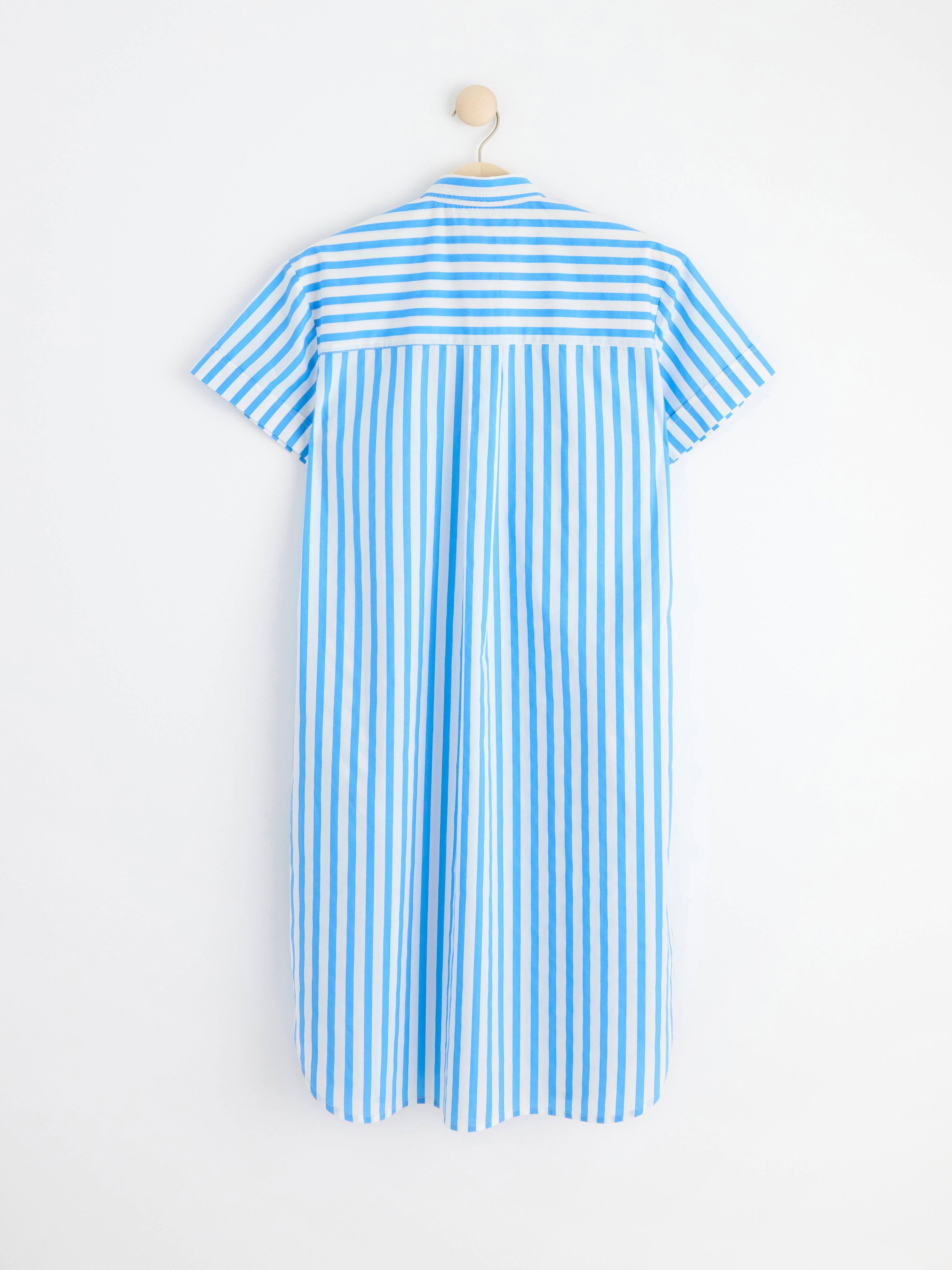 Short sleeve shirt dress with stripes Light dusty Blue