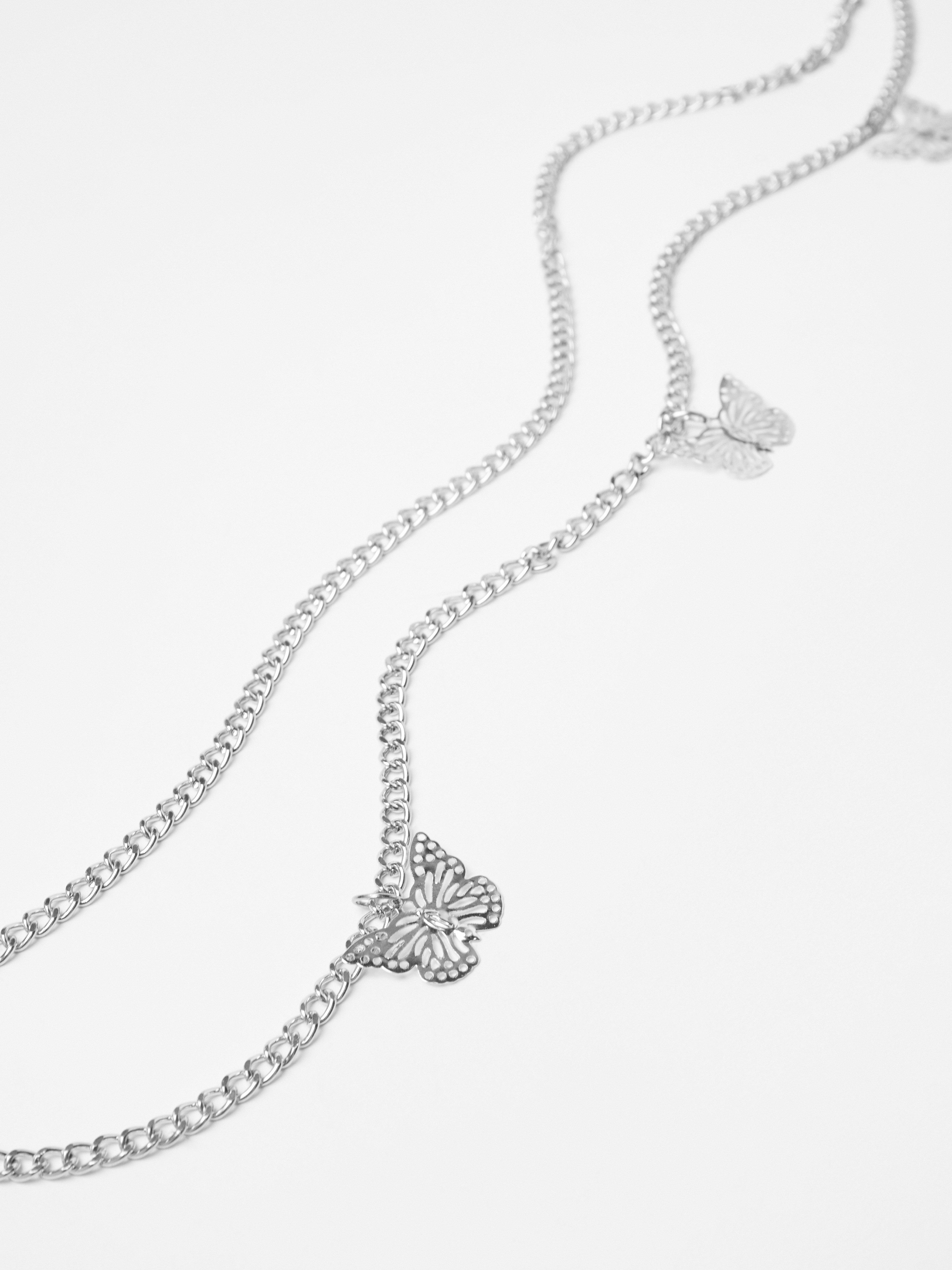 Decoration chain with butterflies Silver