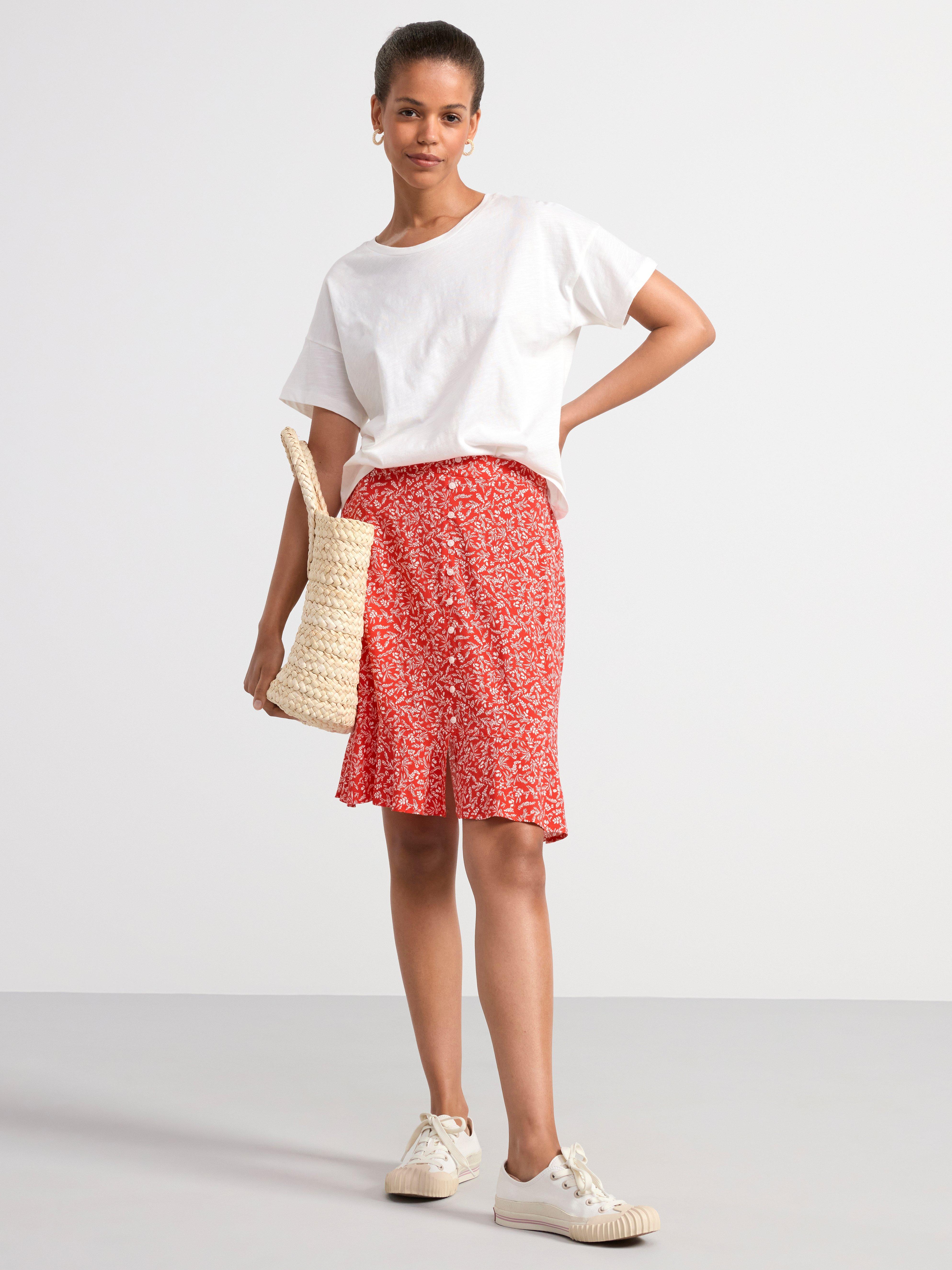 Floral mini skirt Red
