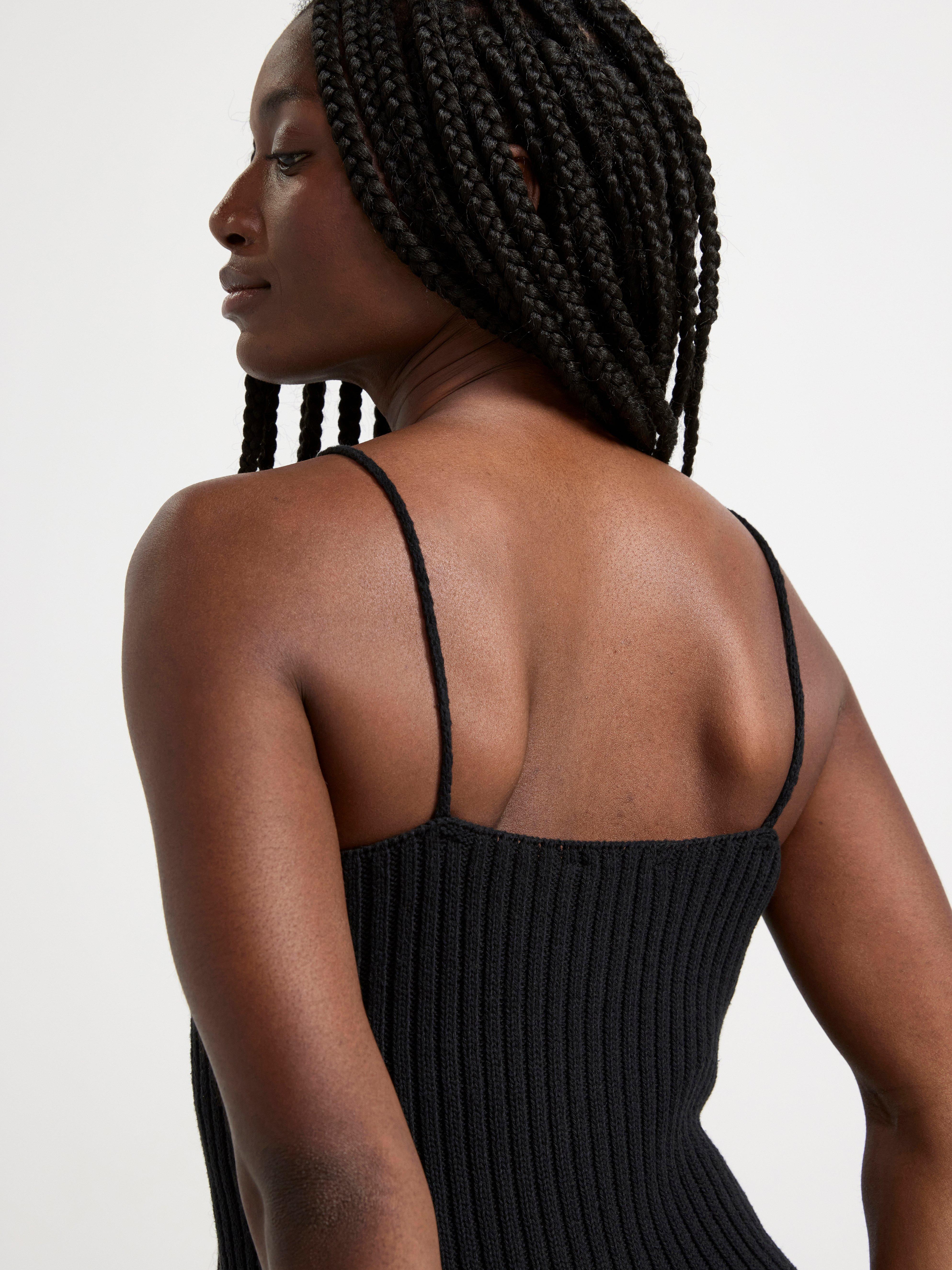 Strappy knitted mini dress Black