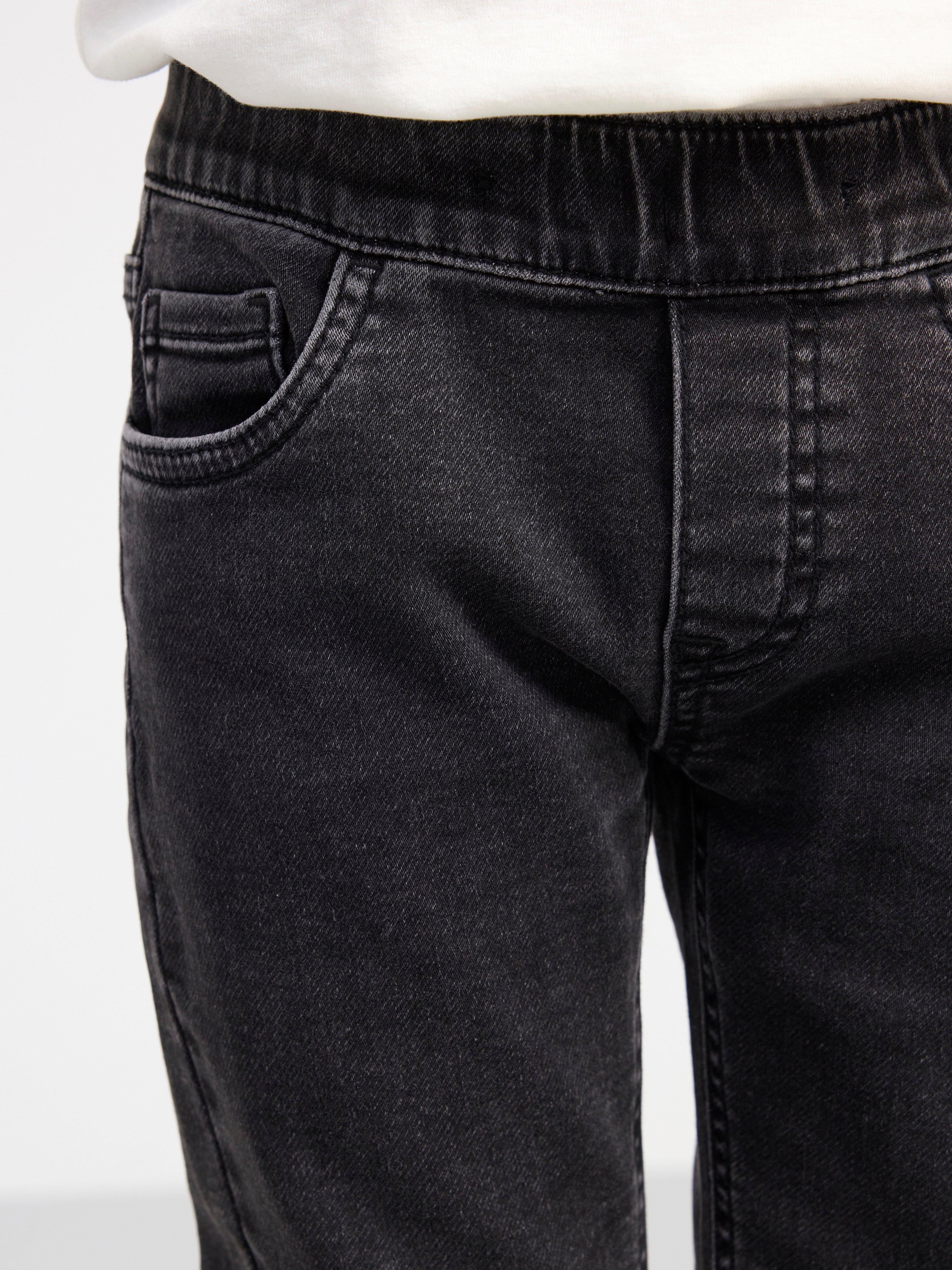 STURE Straight regular waist pull-up jeans Black