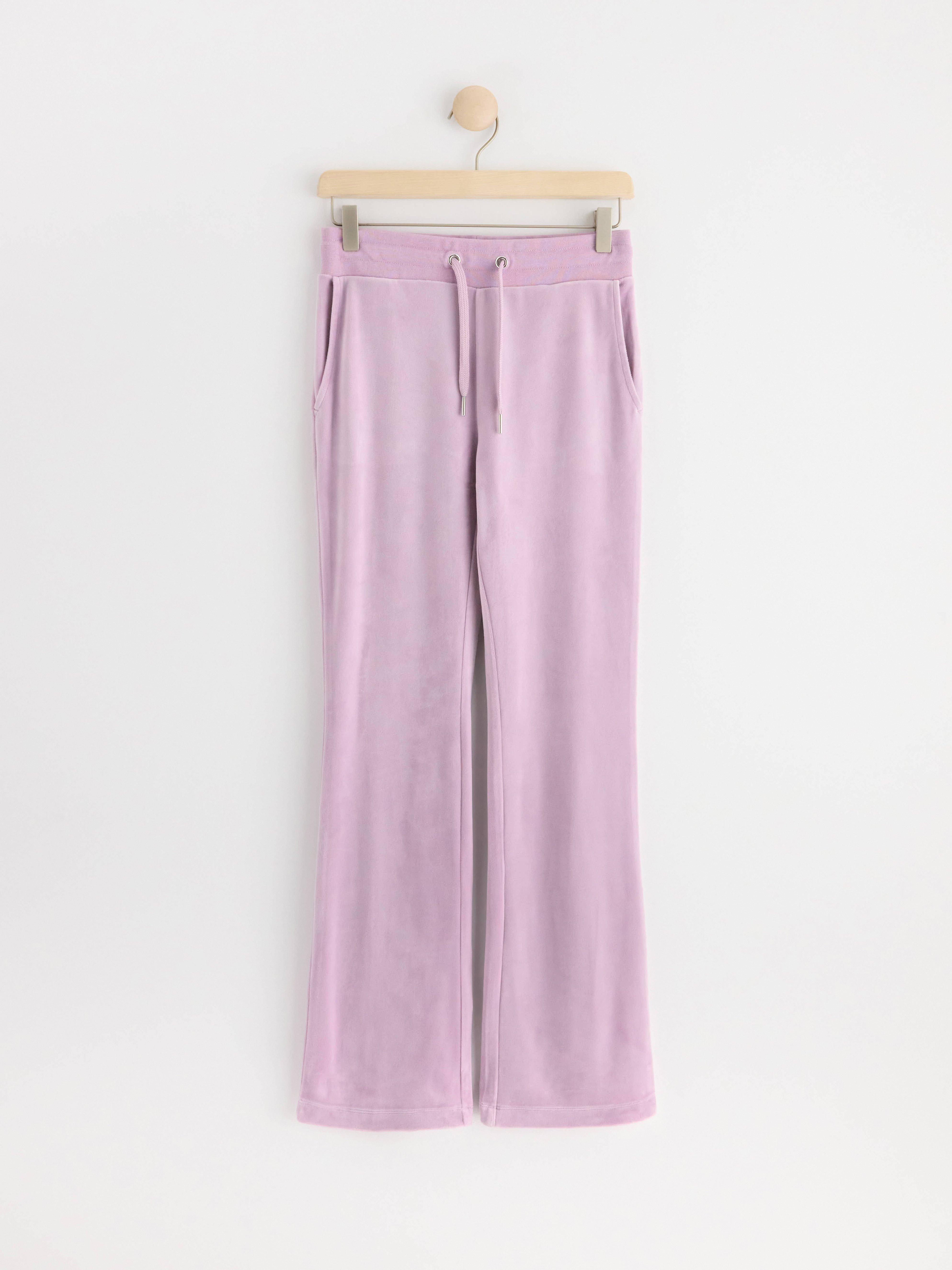 Flared velour trousers Light Lilac