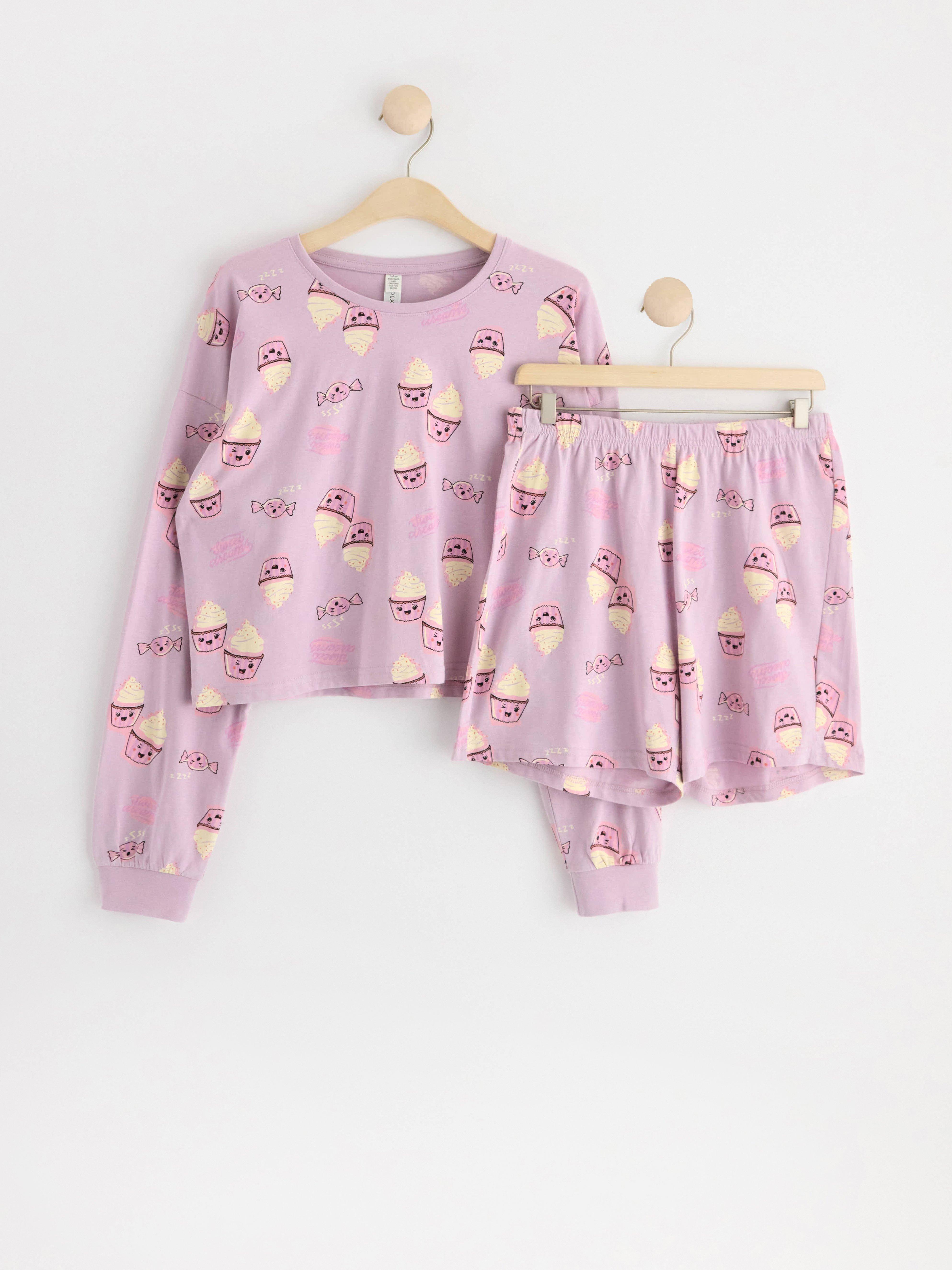 Pyjama set with cupcakes Light Lilac
