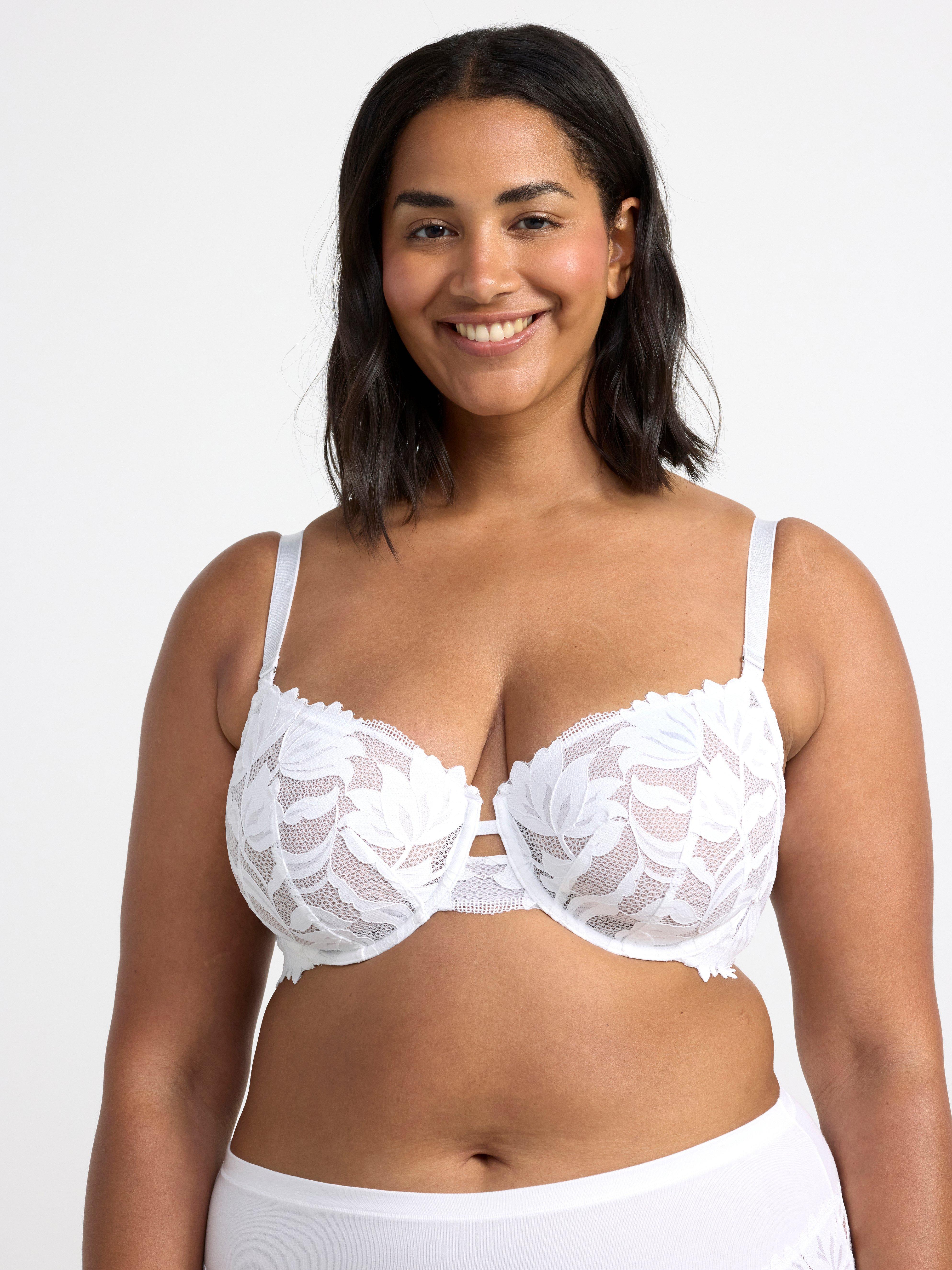 Unpadded bra with mesh and lace White
