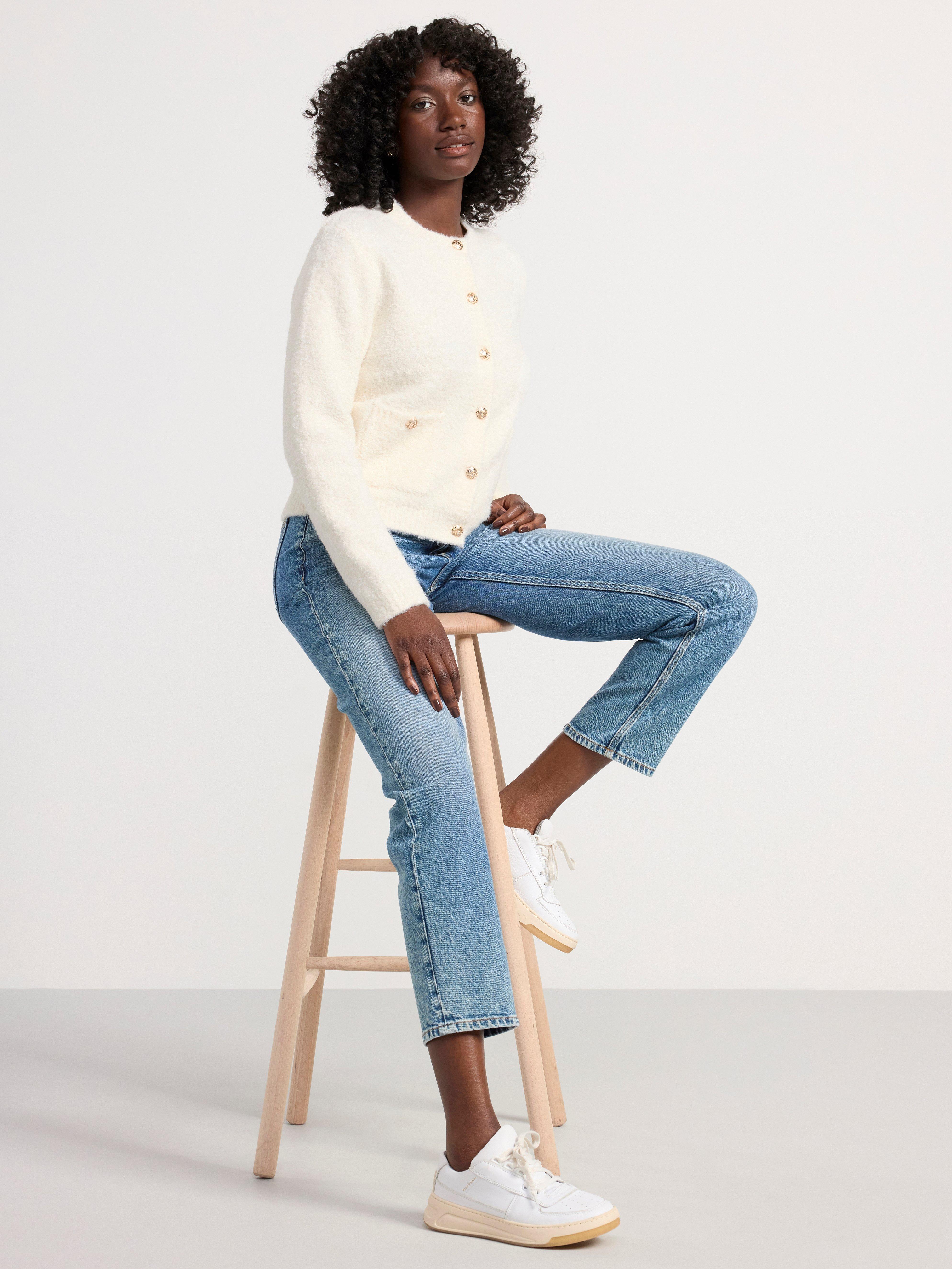 Cardigan knitted Light Dusty White