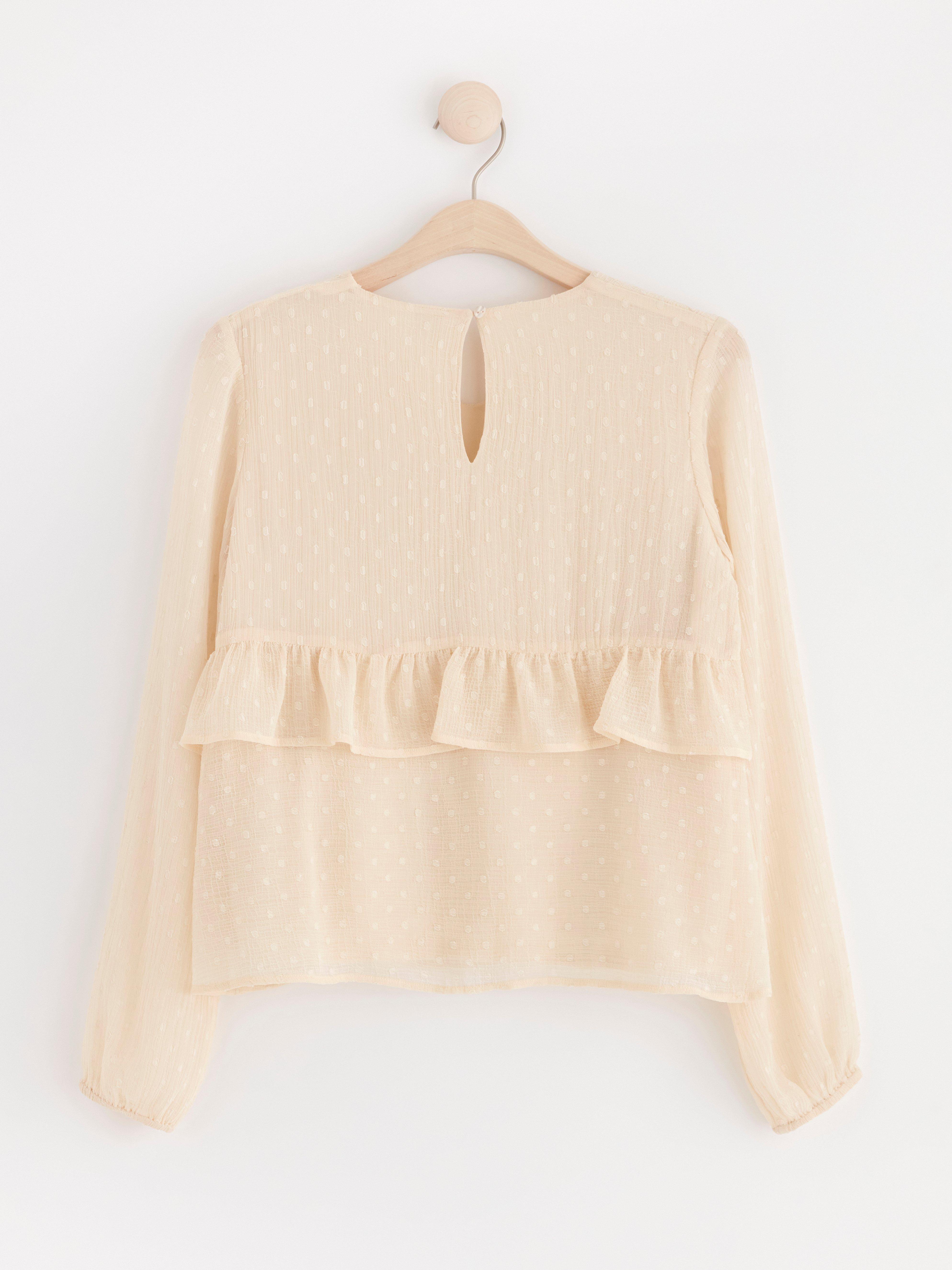 Blouse with flounces Light Beige