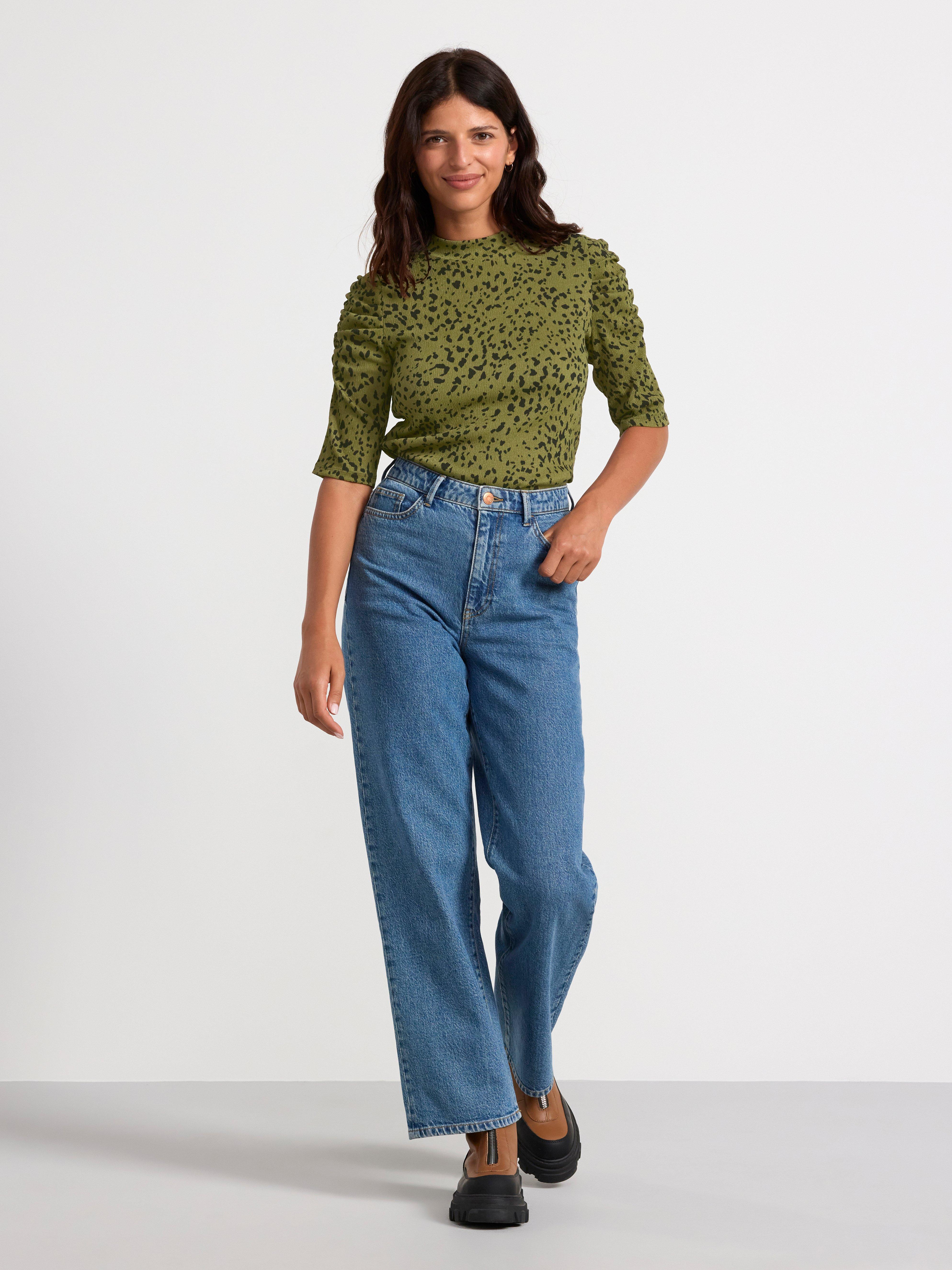 Top with puff sleeves Dark Green