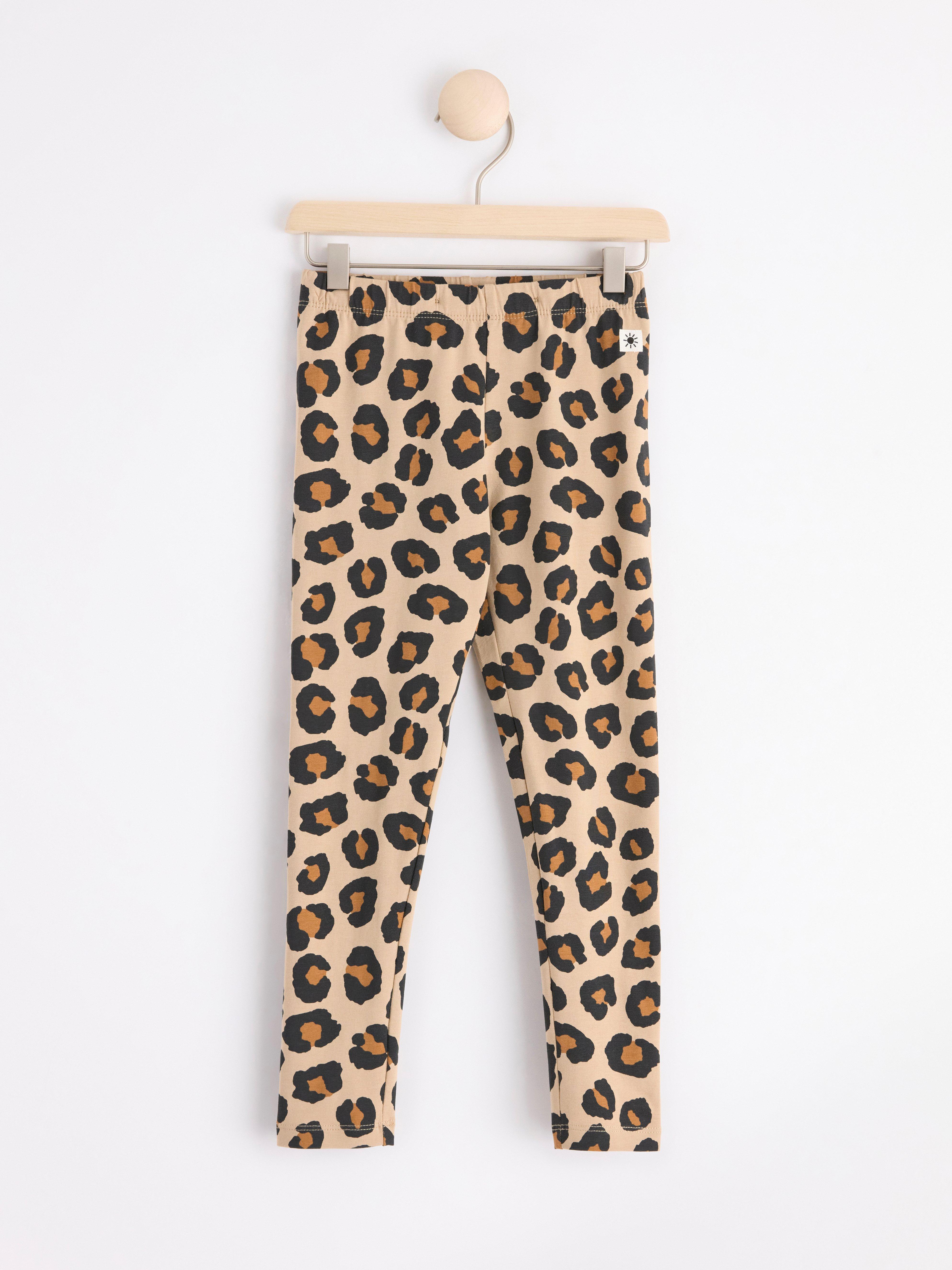 Leggings with leo print Beige