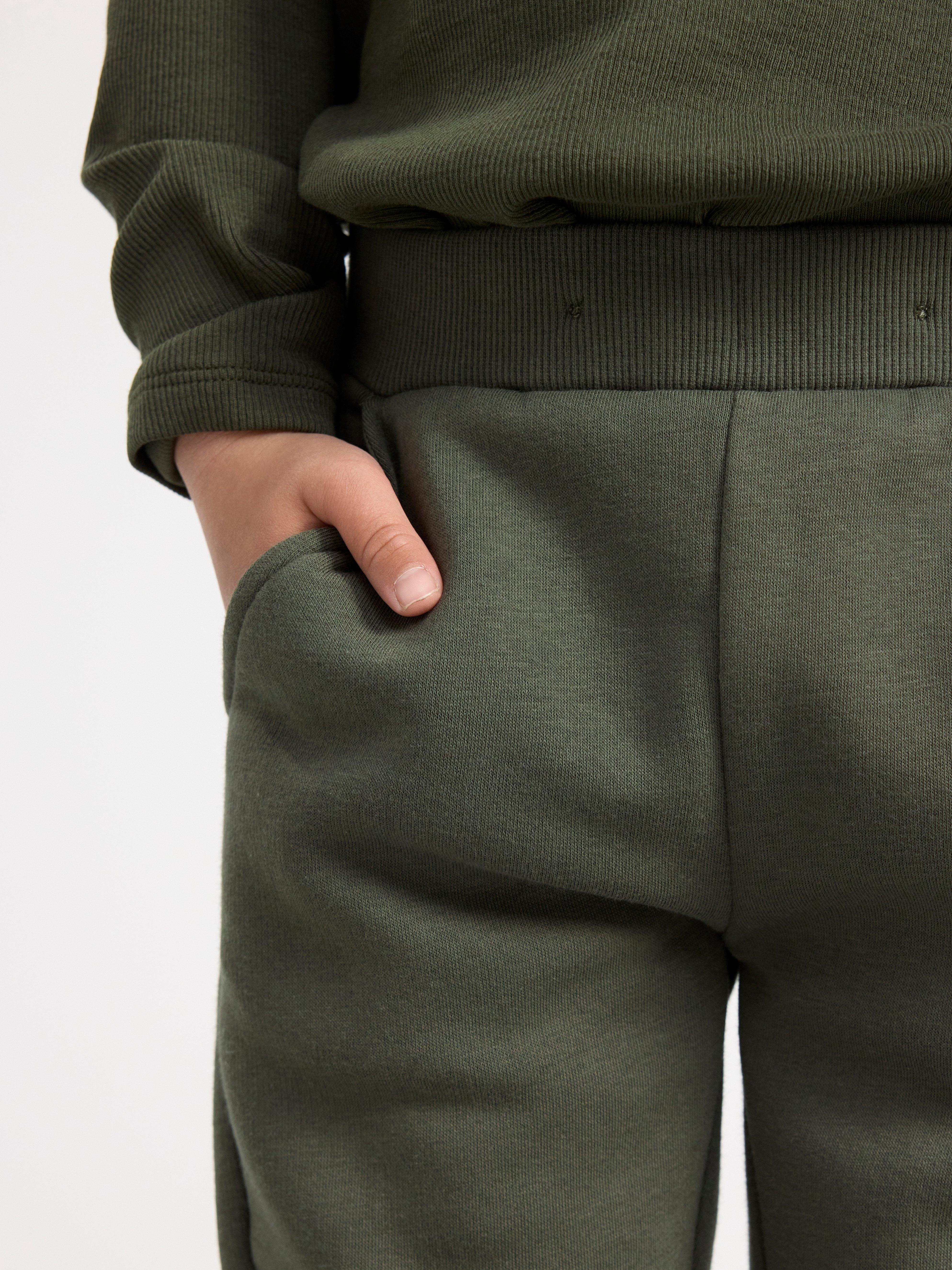 Joggers with brushed inside Dark Khaki Green
