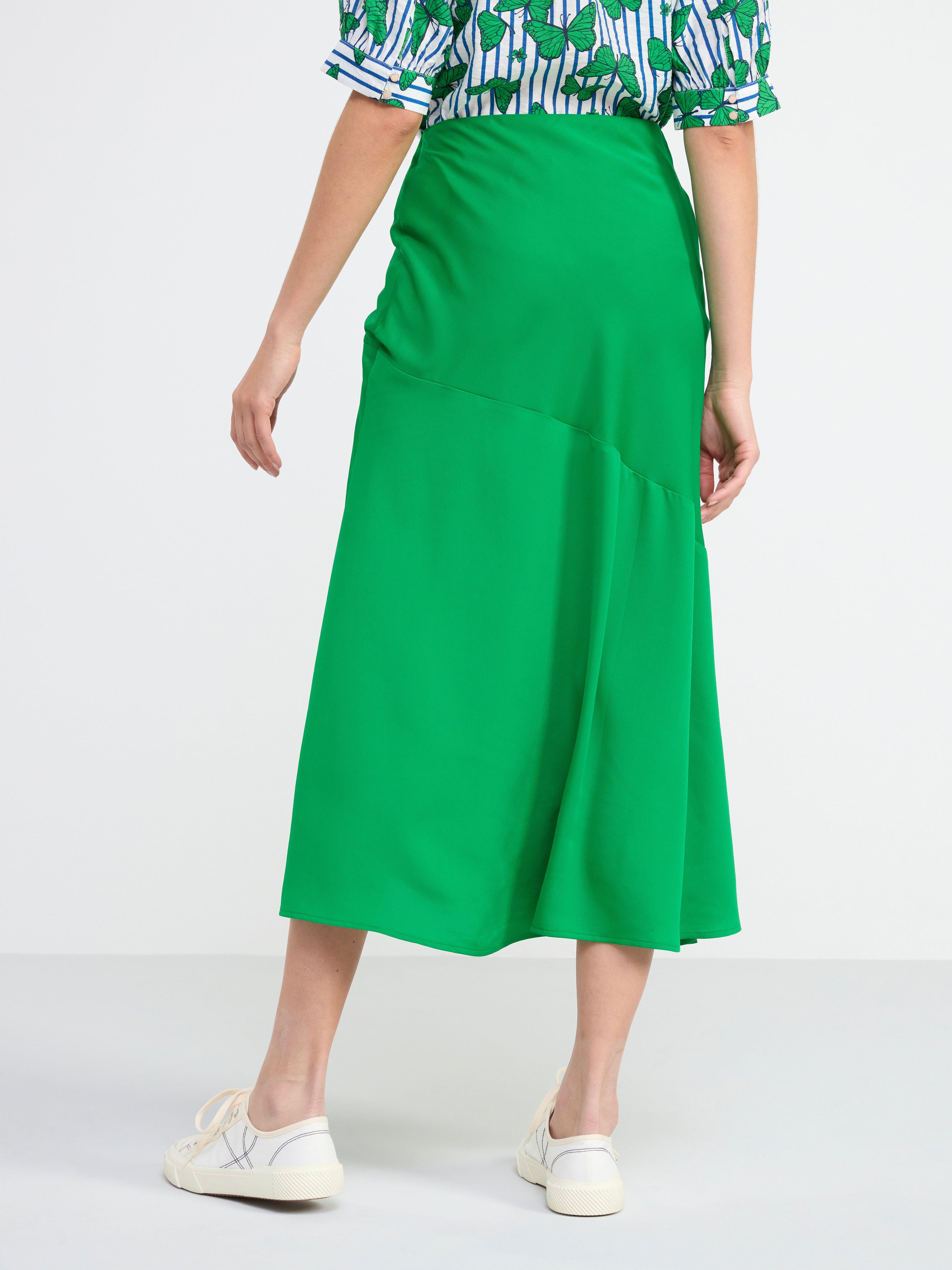 Satin skirt with tie detail Green