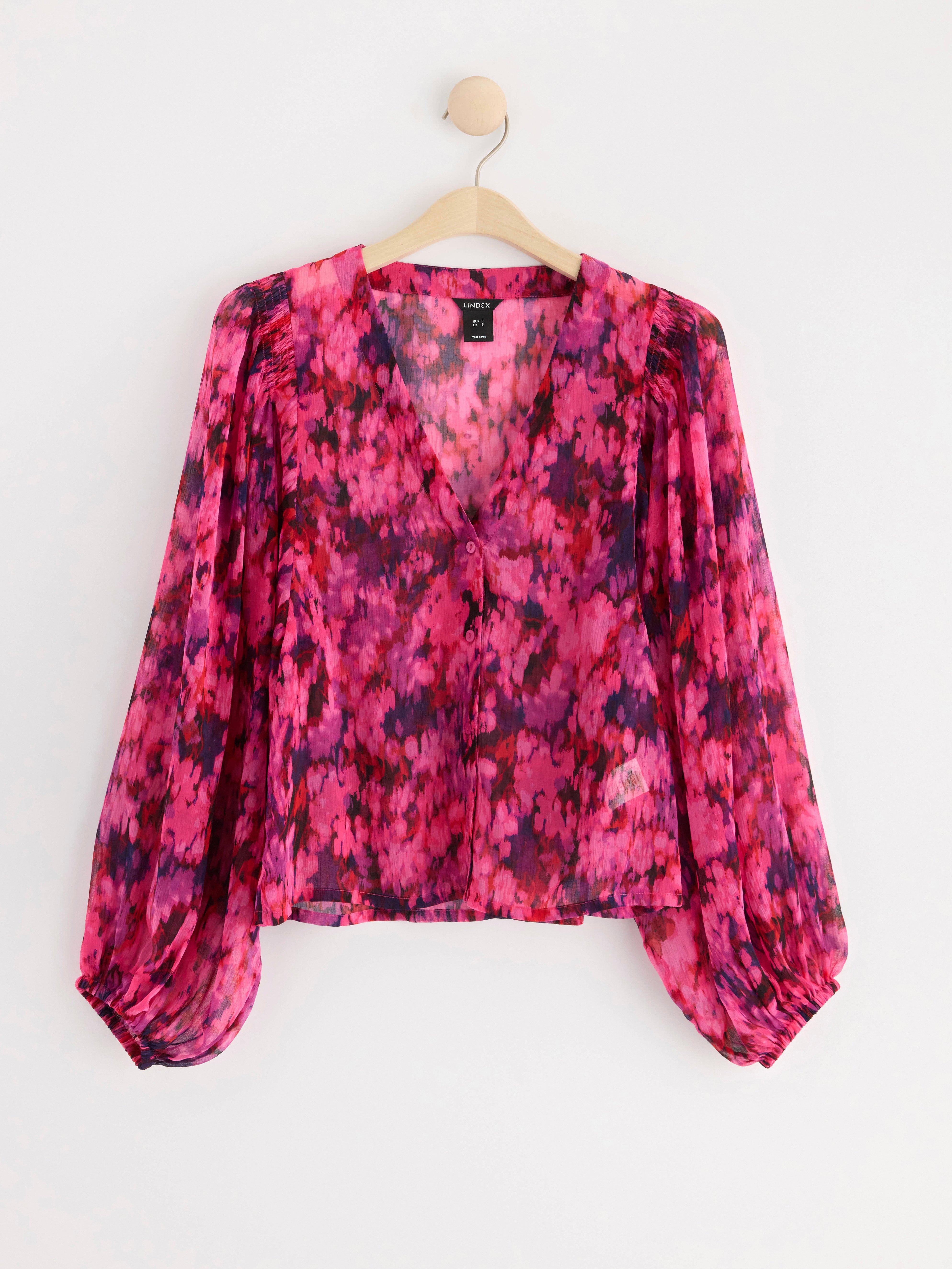 Blouse in chiffon Dark Pink