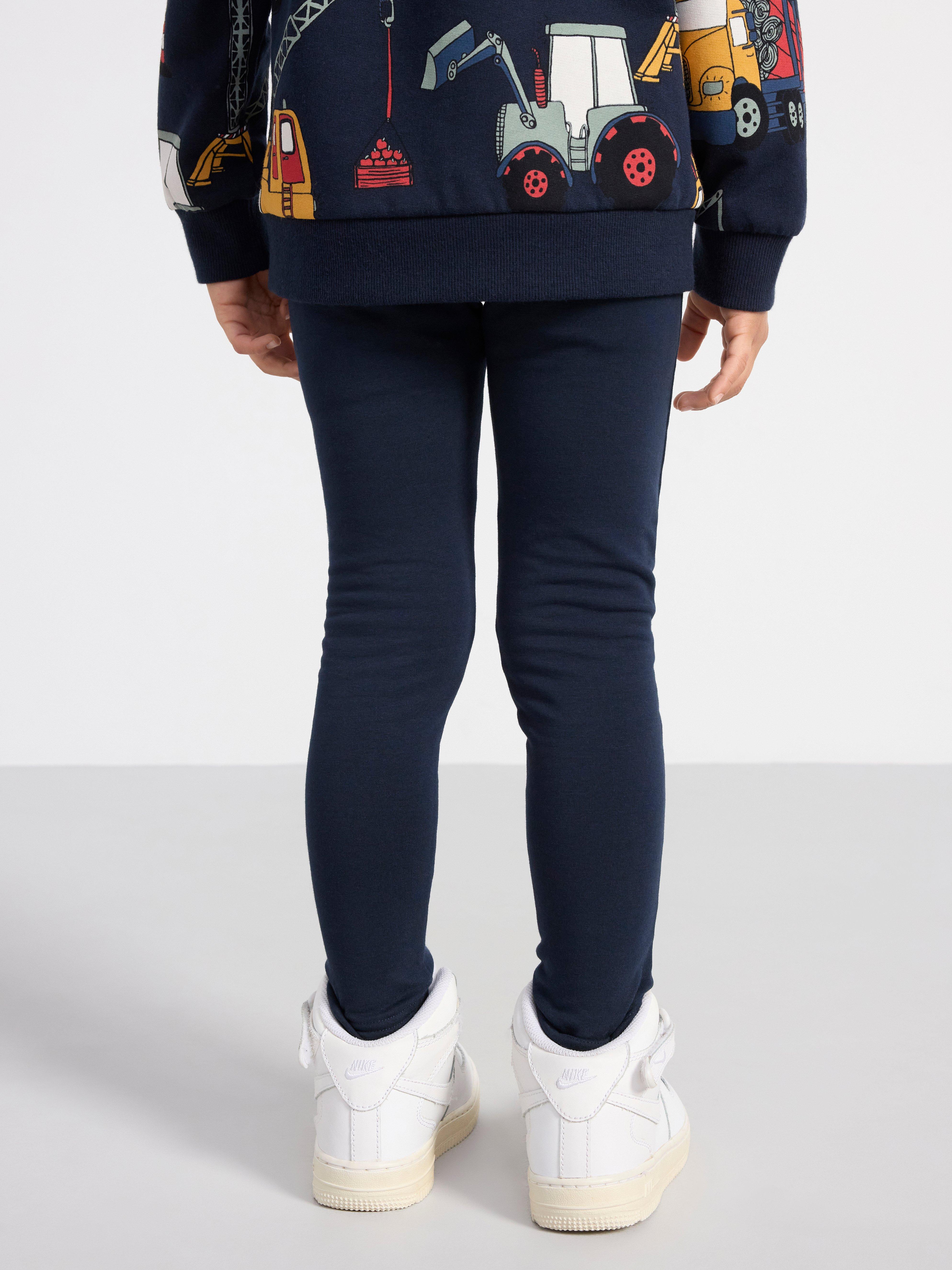 Leggings with knee patches and brushed inside Dark Navy