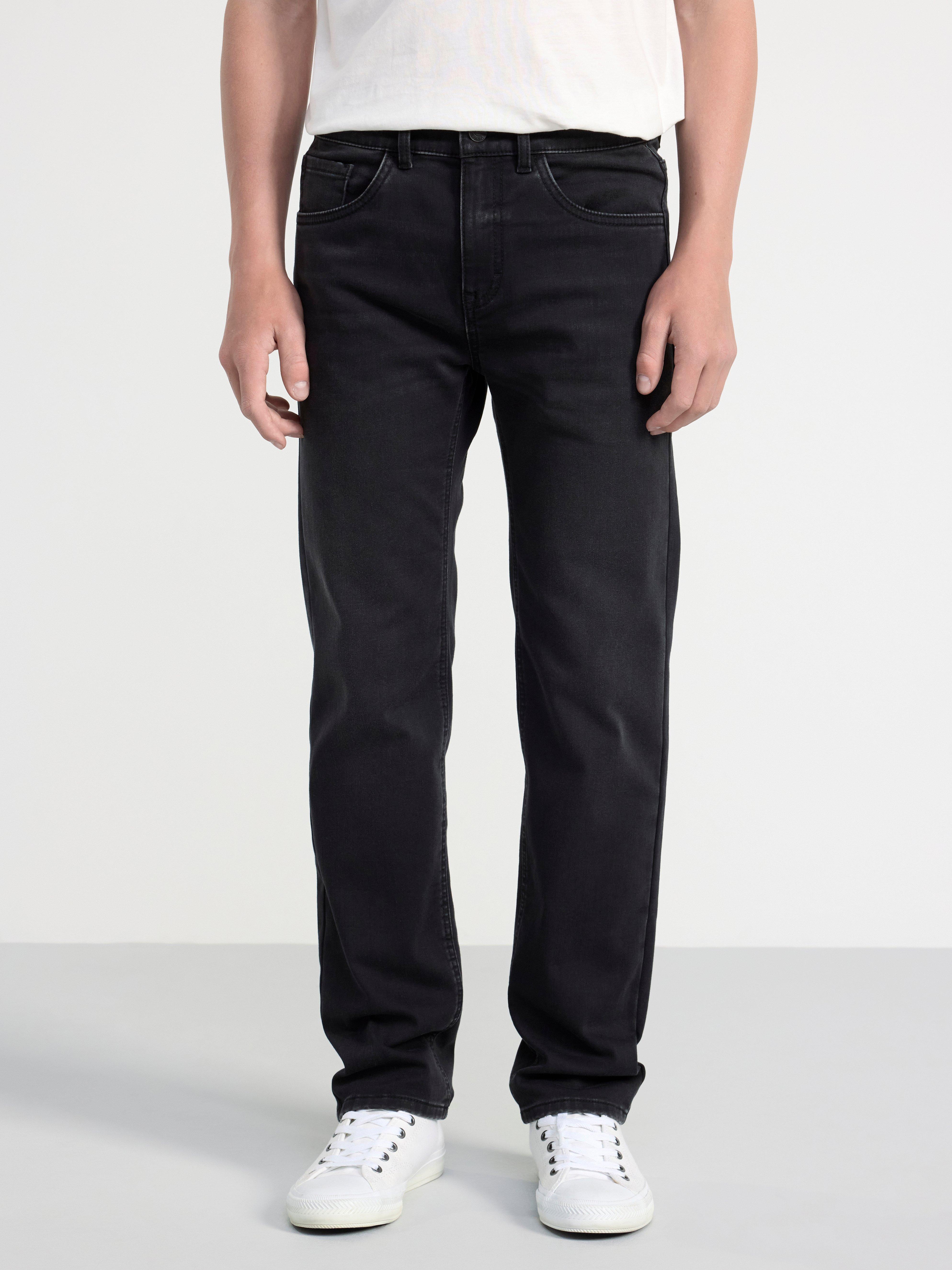 STAFFAN Straight regular waist jeans with brushed inside Black