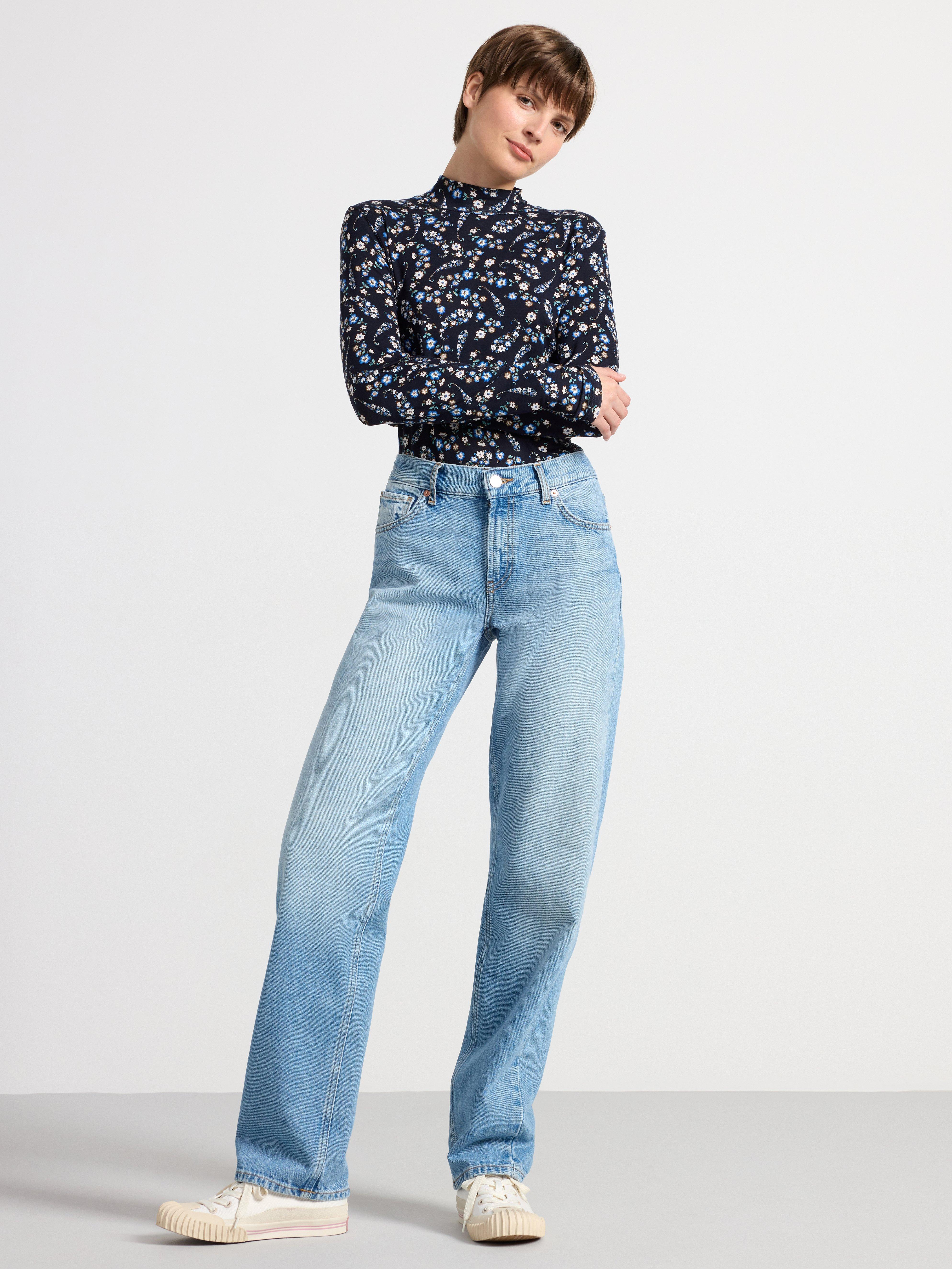 Mock neck top with pattern Dark Blue