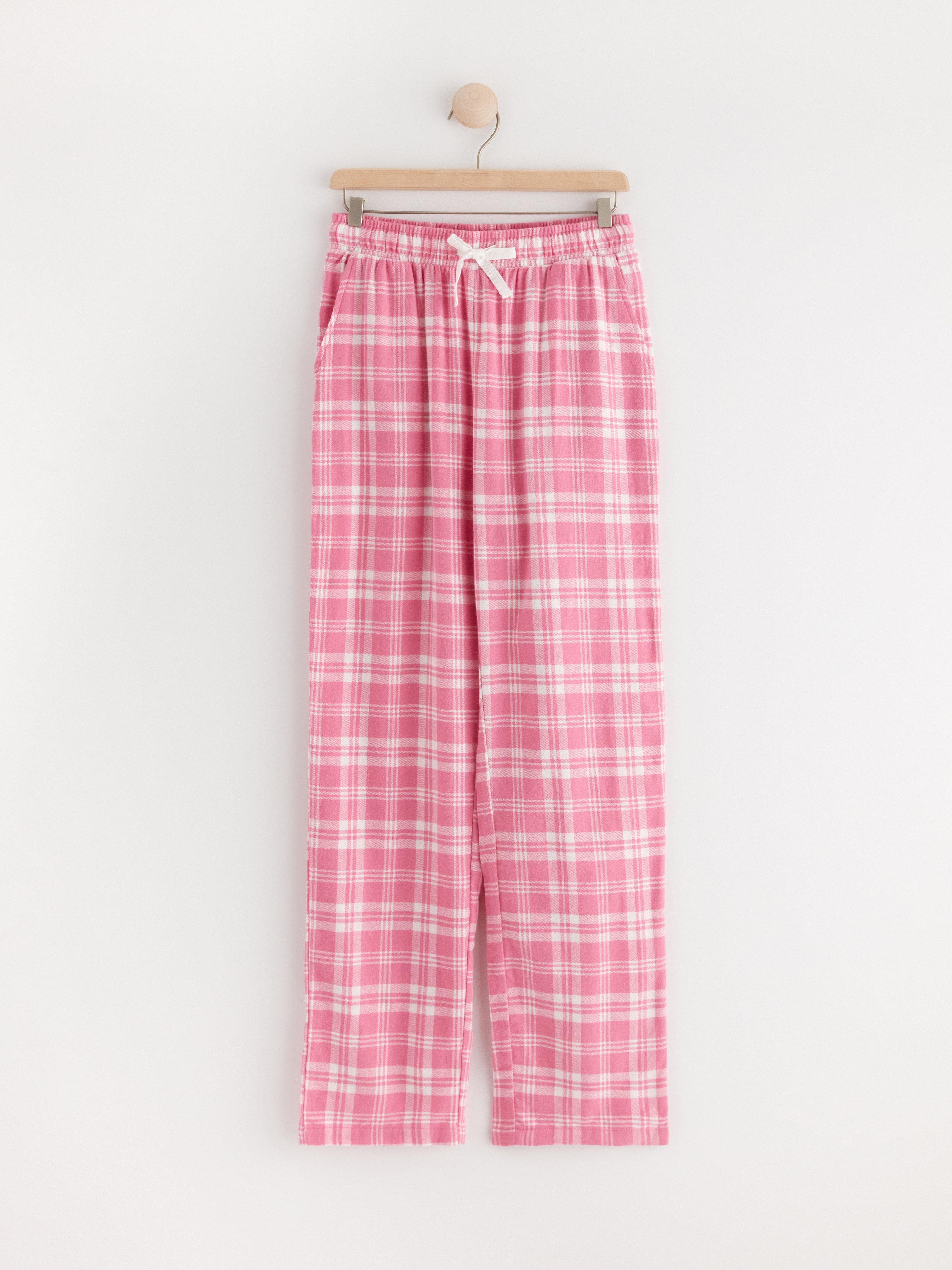 Pyjama trousers in flannel with checked pattern Pink
