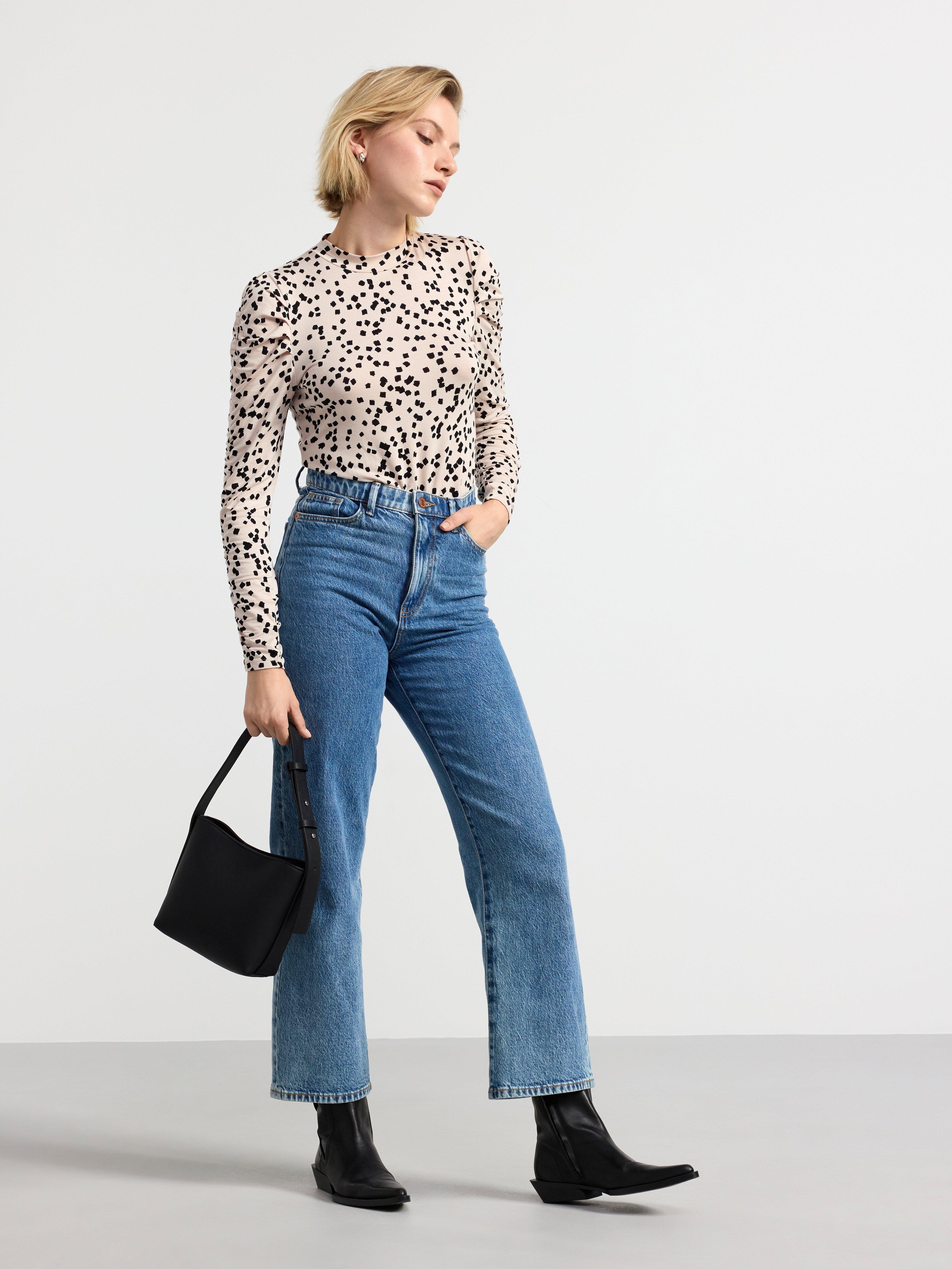 Long sleeve jersey top Light Beige