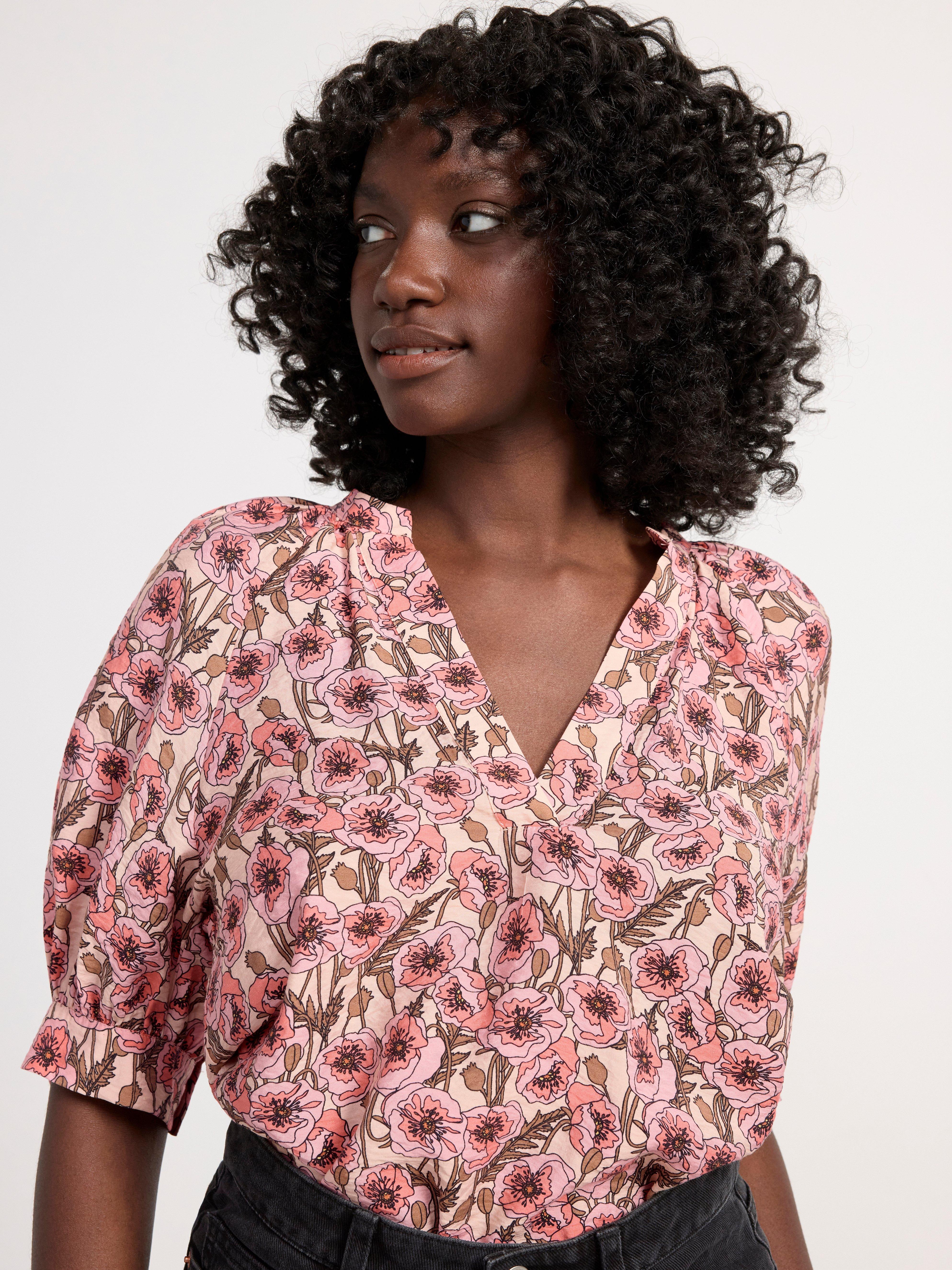 Blouse with puff sleeves Pink