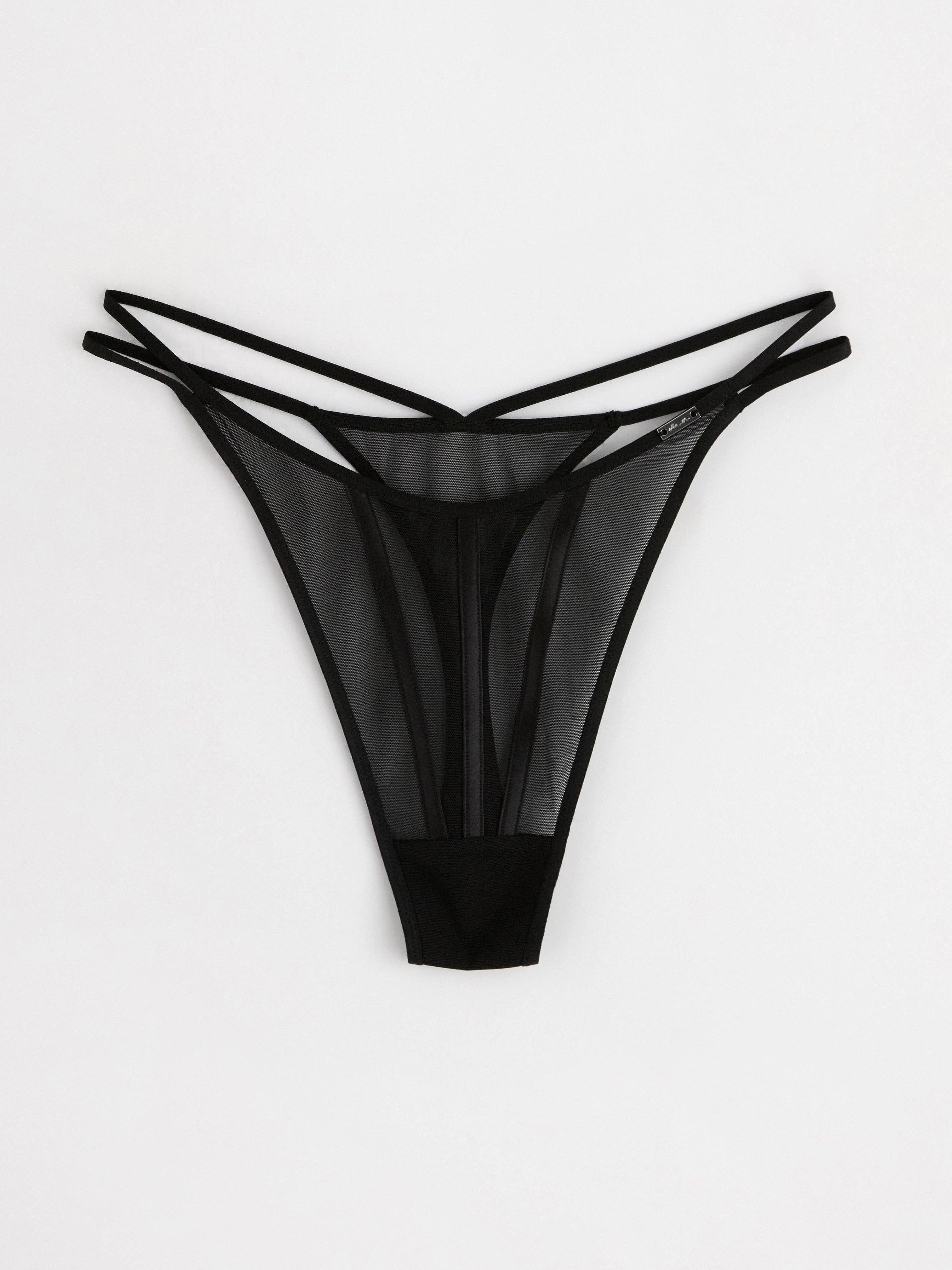 Thong low waist in mesh Black