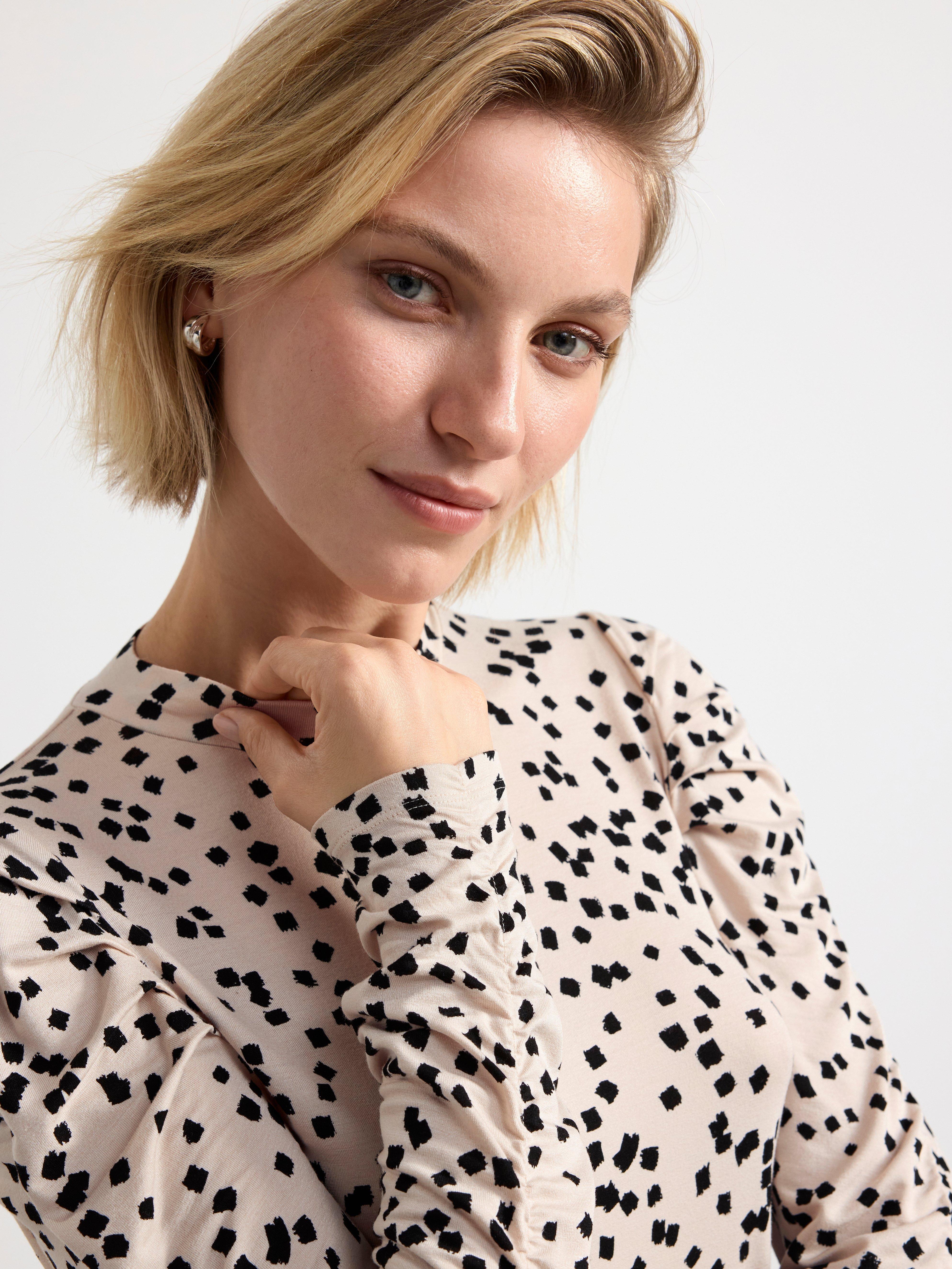 Long sleeve jersey top Light Beige
