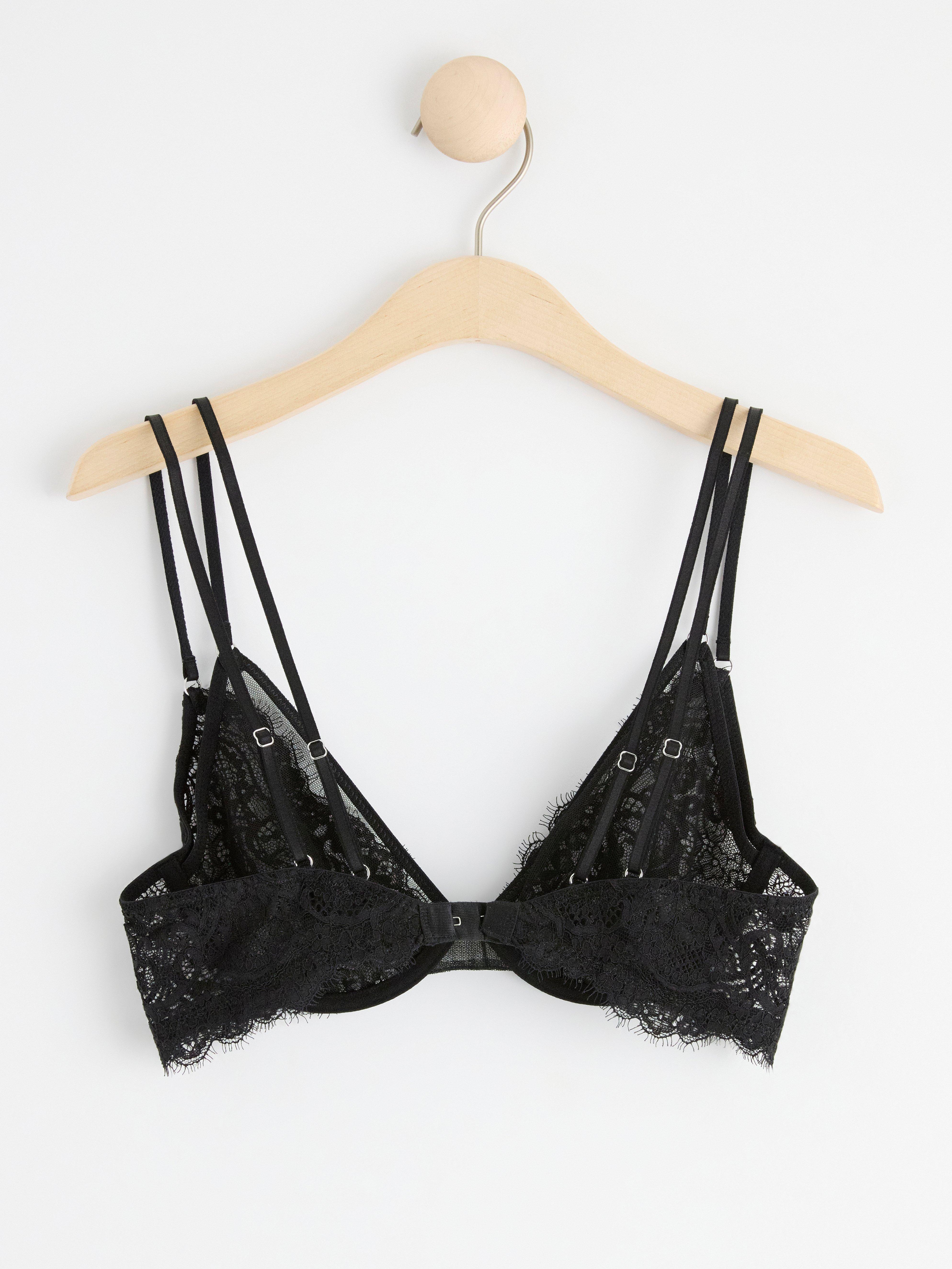 Unpadded bra with lace Black