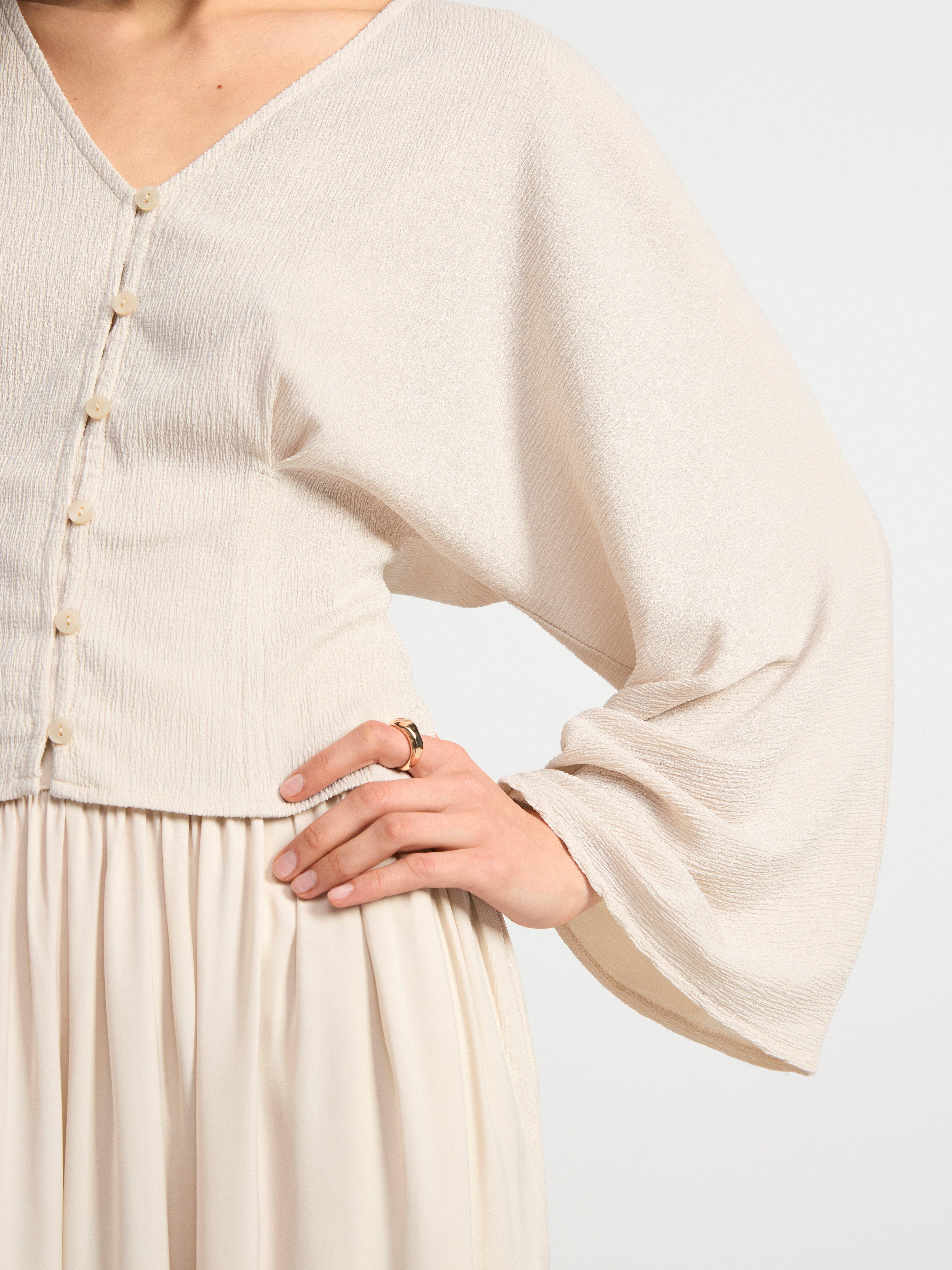 Textured jersey blouse Light Beige