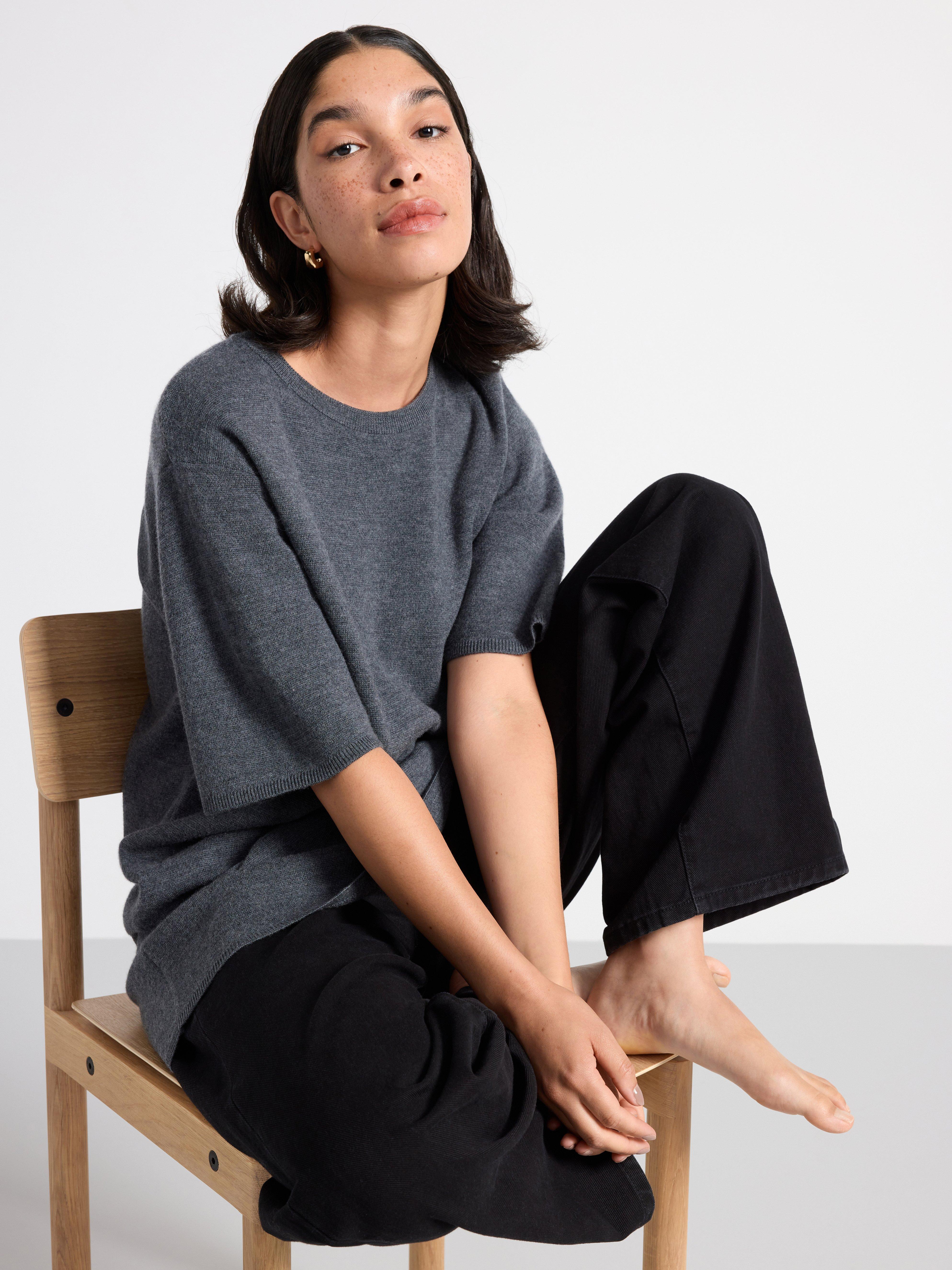 Knitted dress in merino wool Dark Grey Melange