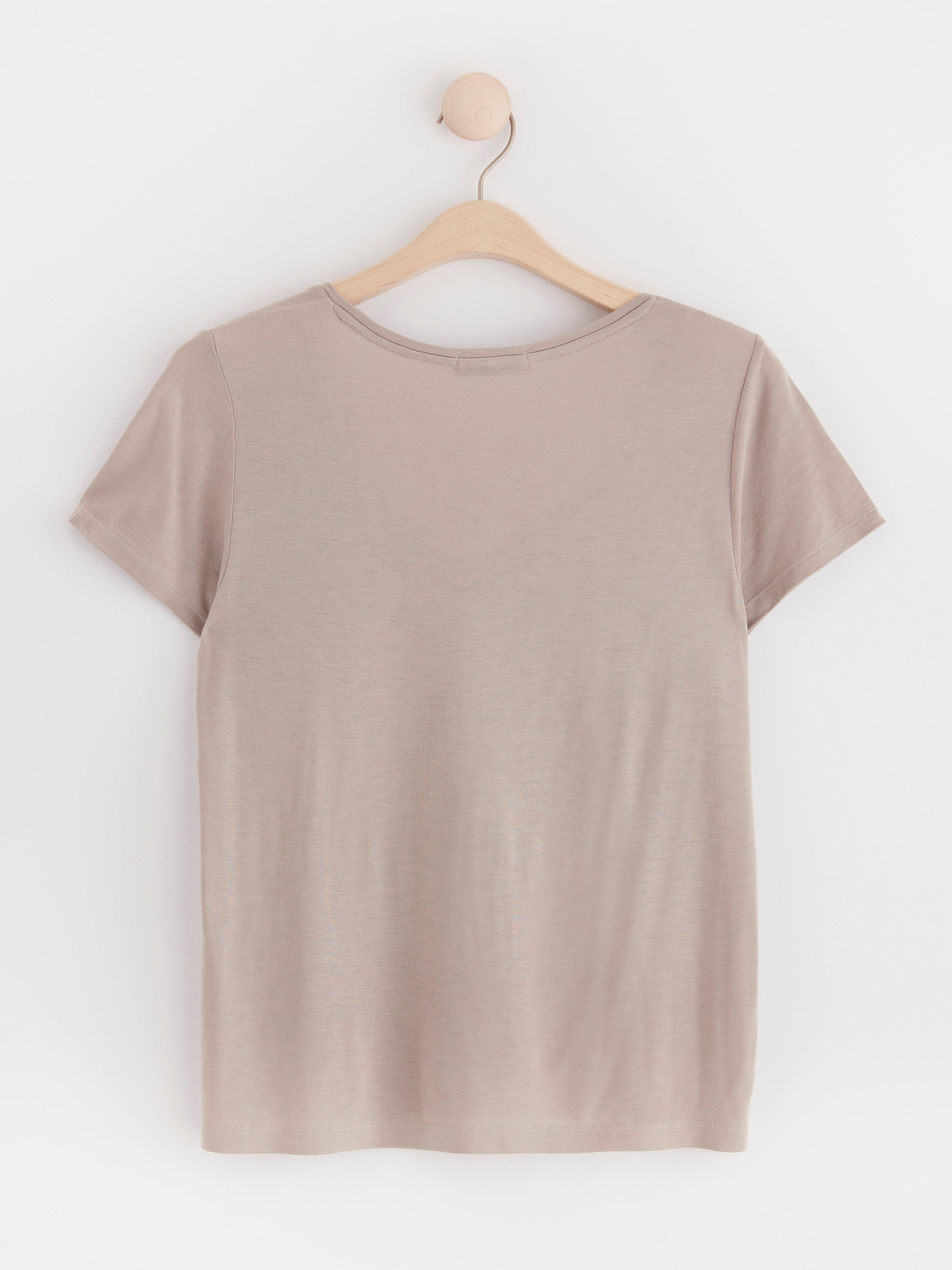 V-neck short sleeve top Light Dusty Beige