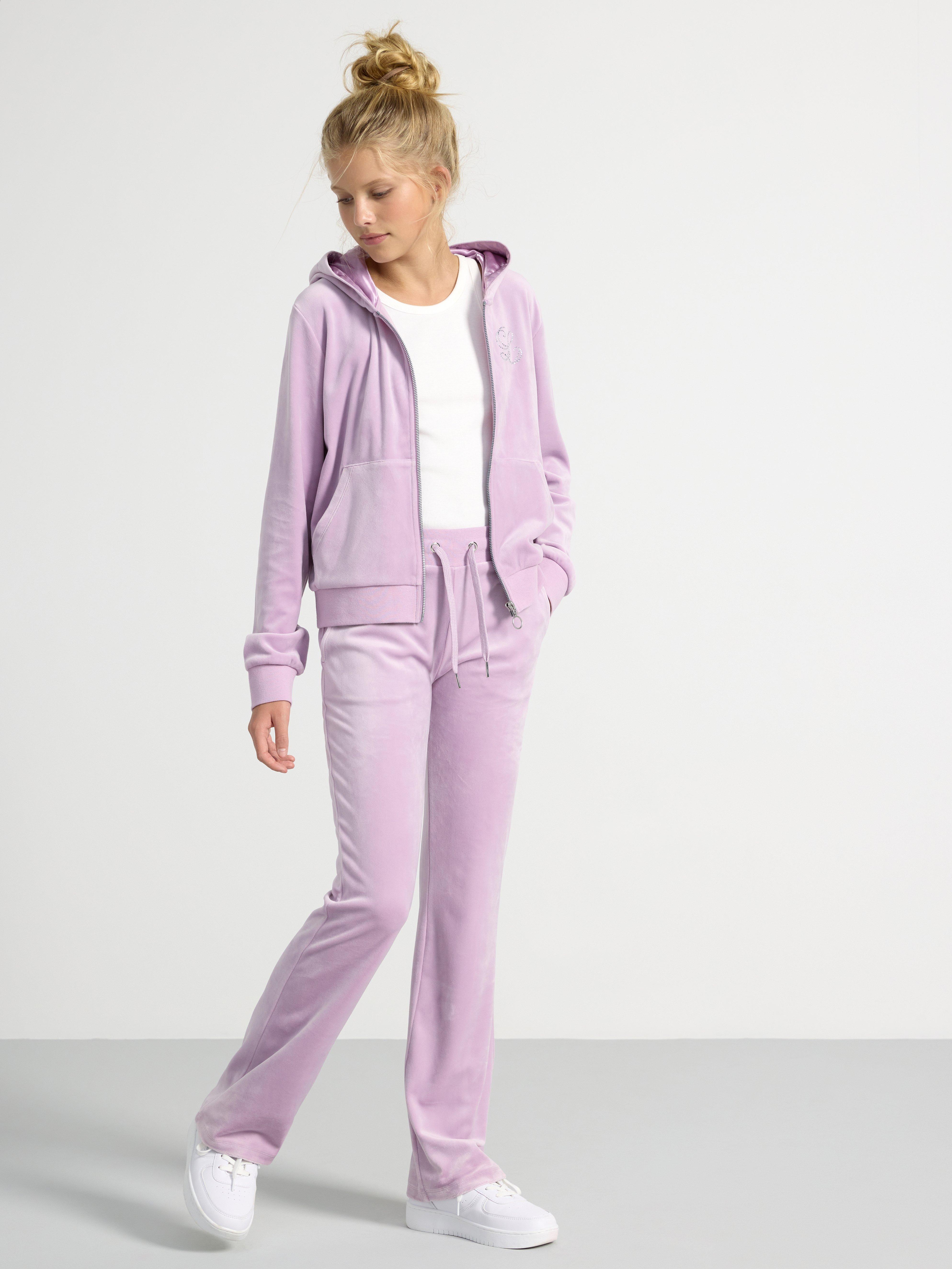 Flared velour trousers Light Lilac