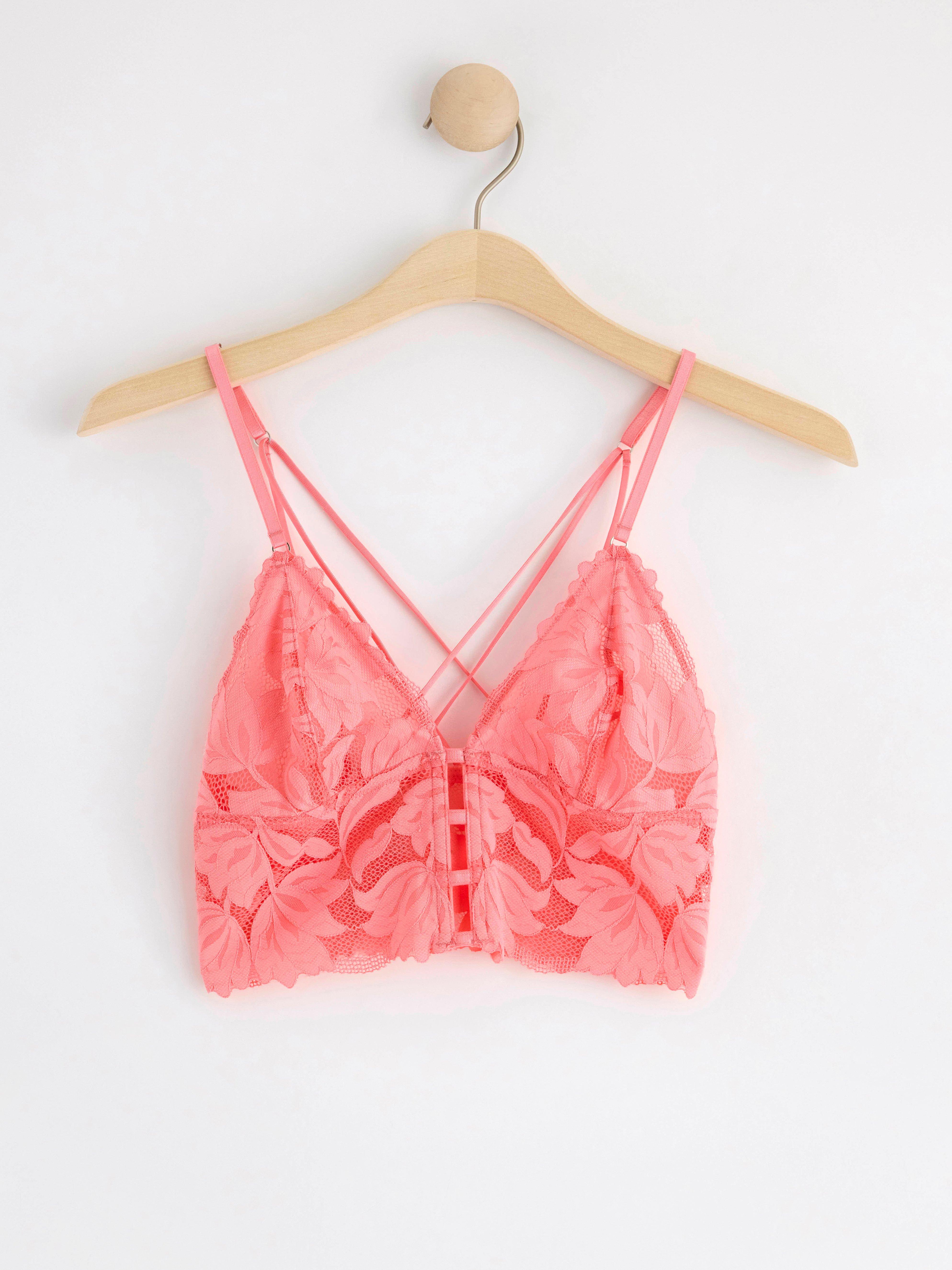 Unpadded bralette with lace Pink