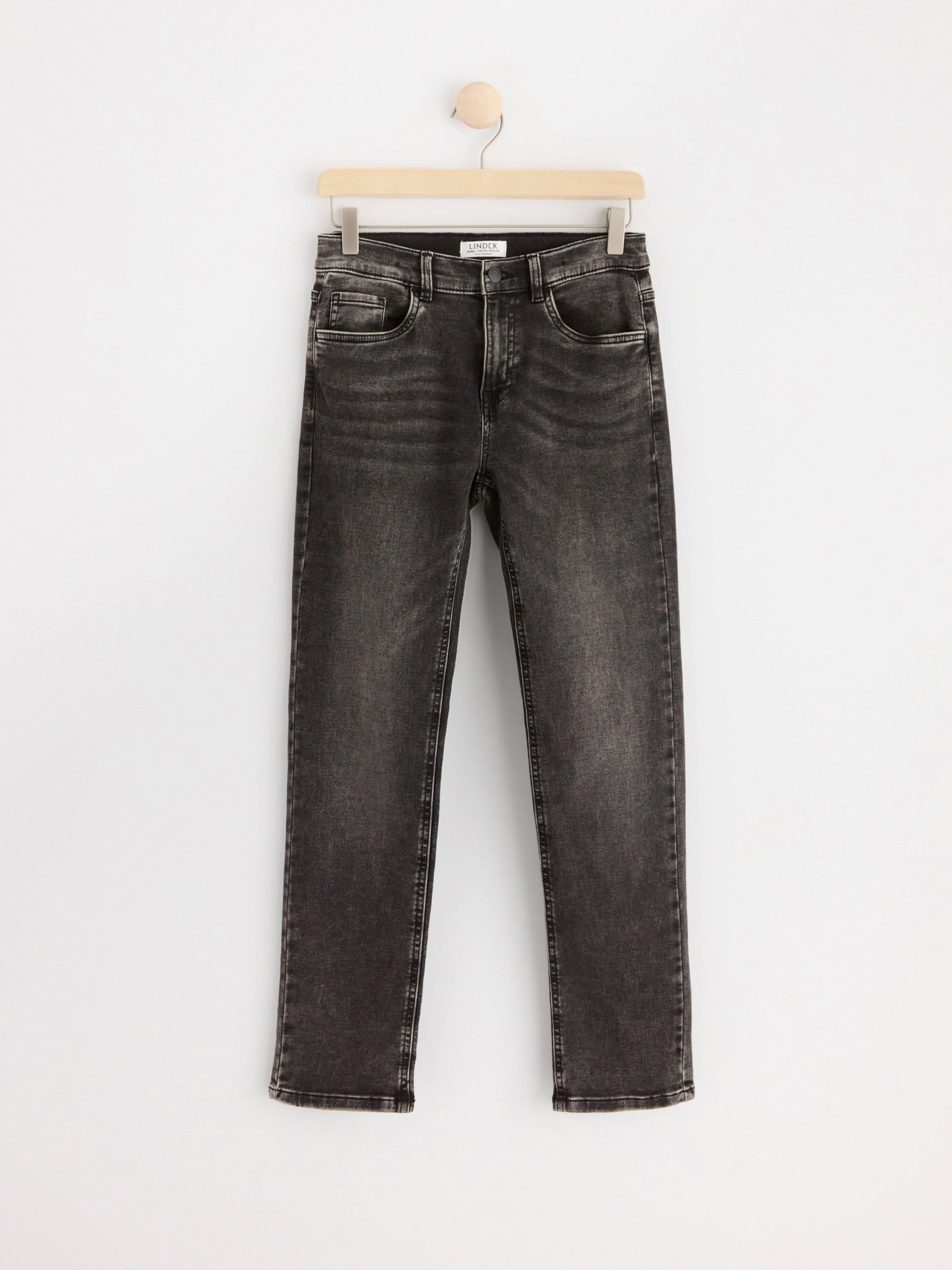 STAFFAN Straight regular waist super stretch jersey jeans Black