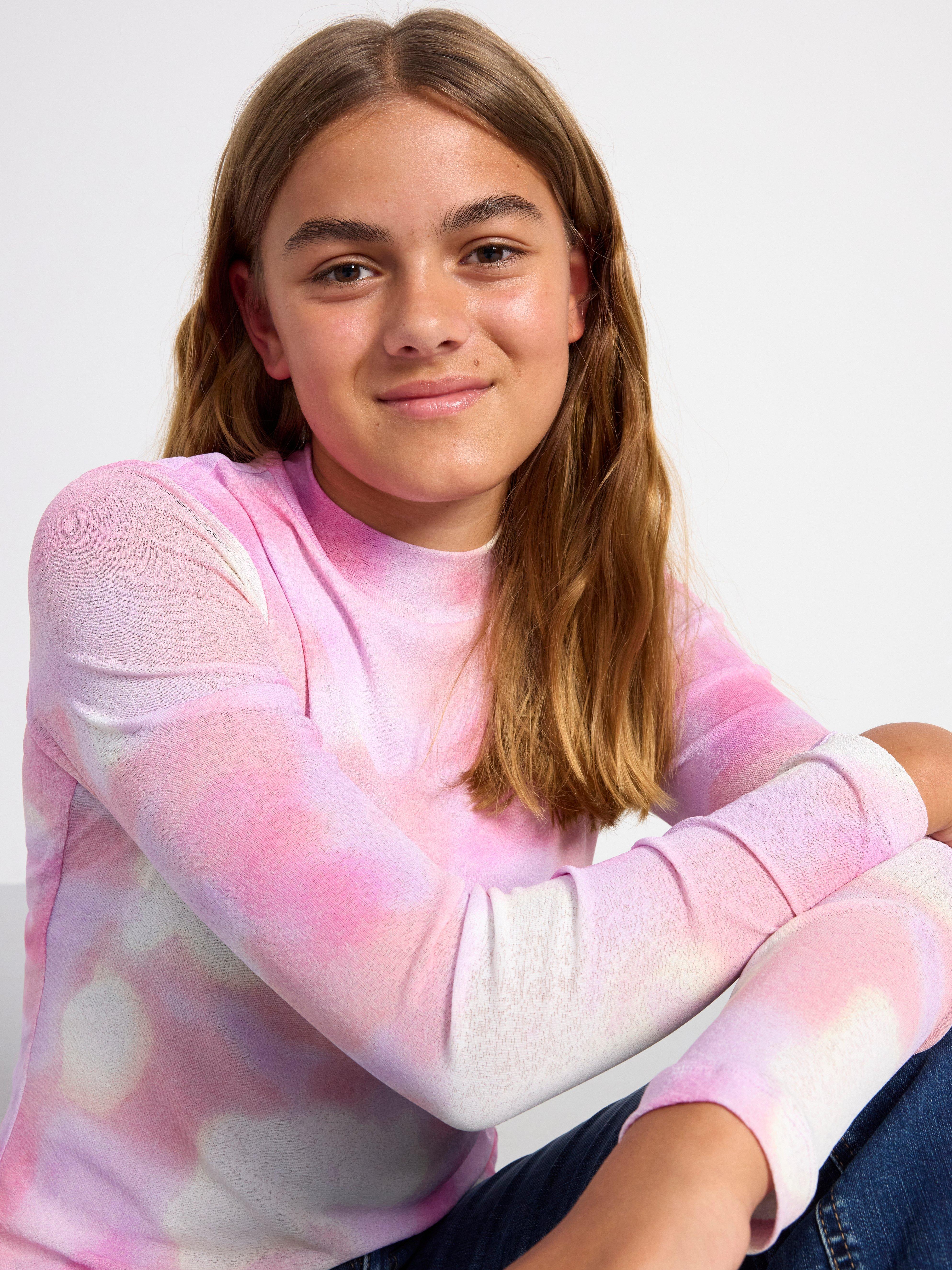 Long sleeve top with allover pattern Pink