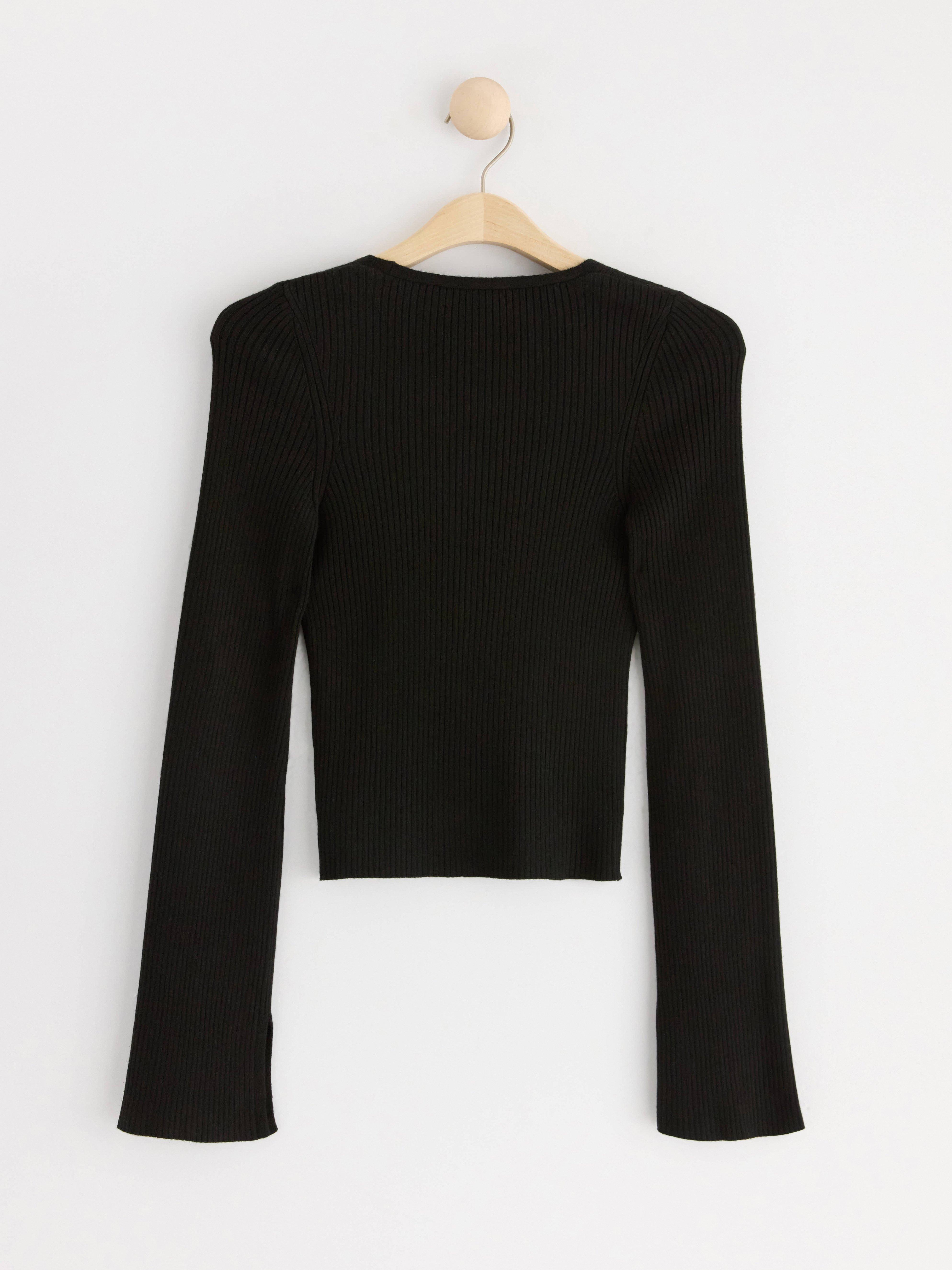Rib-knitted cardigan Black