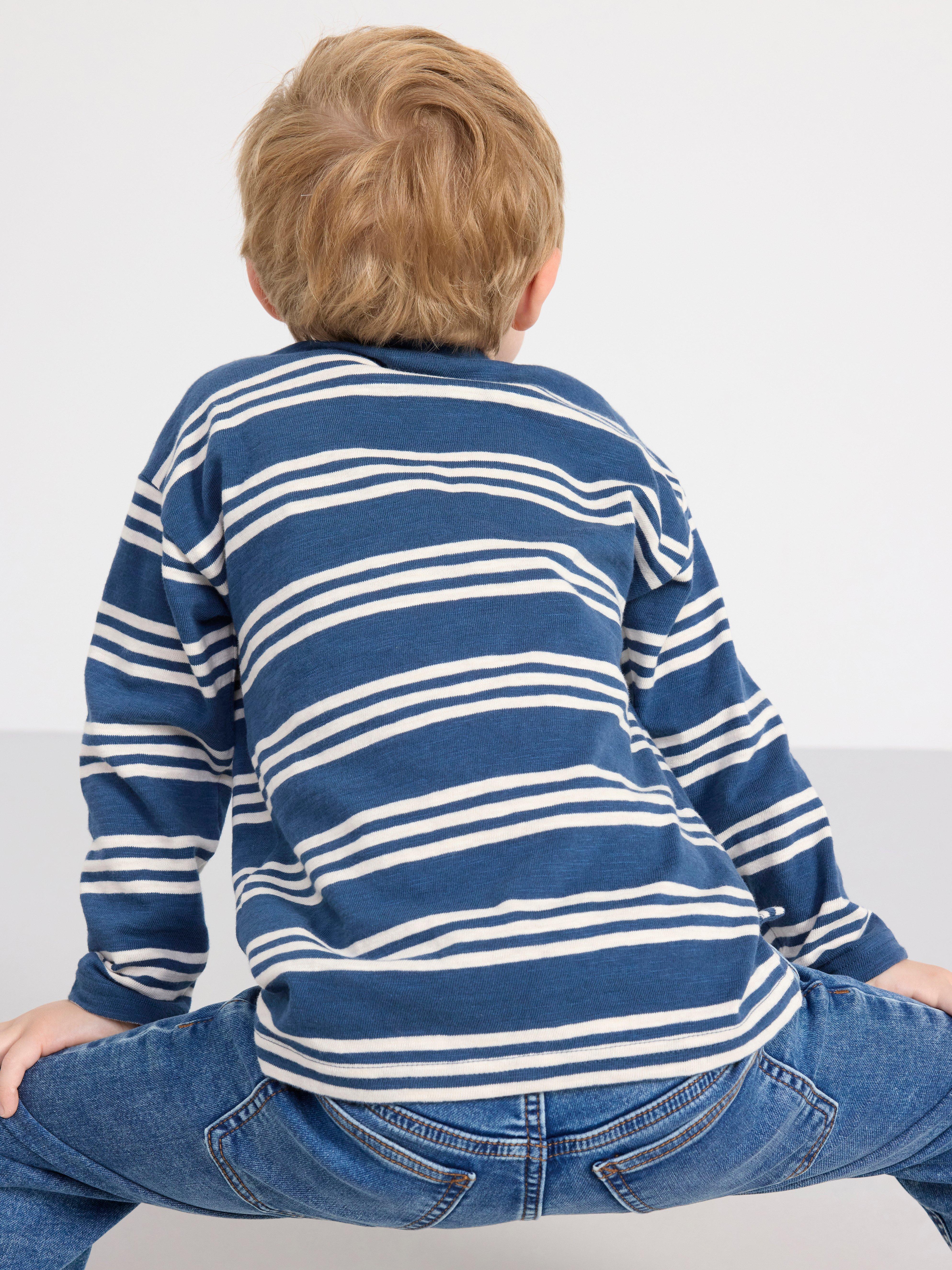 Long sleeve top with stripes Dark Dusty Blue