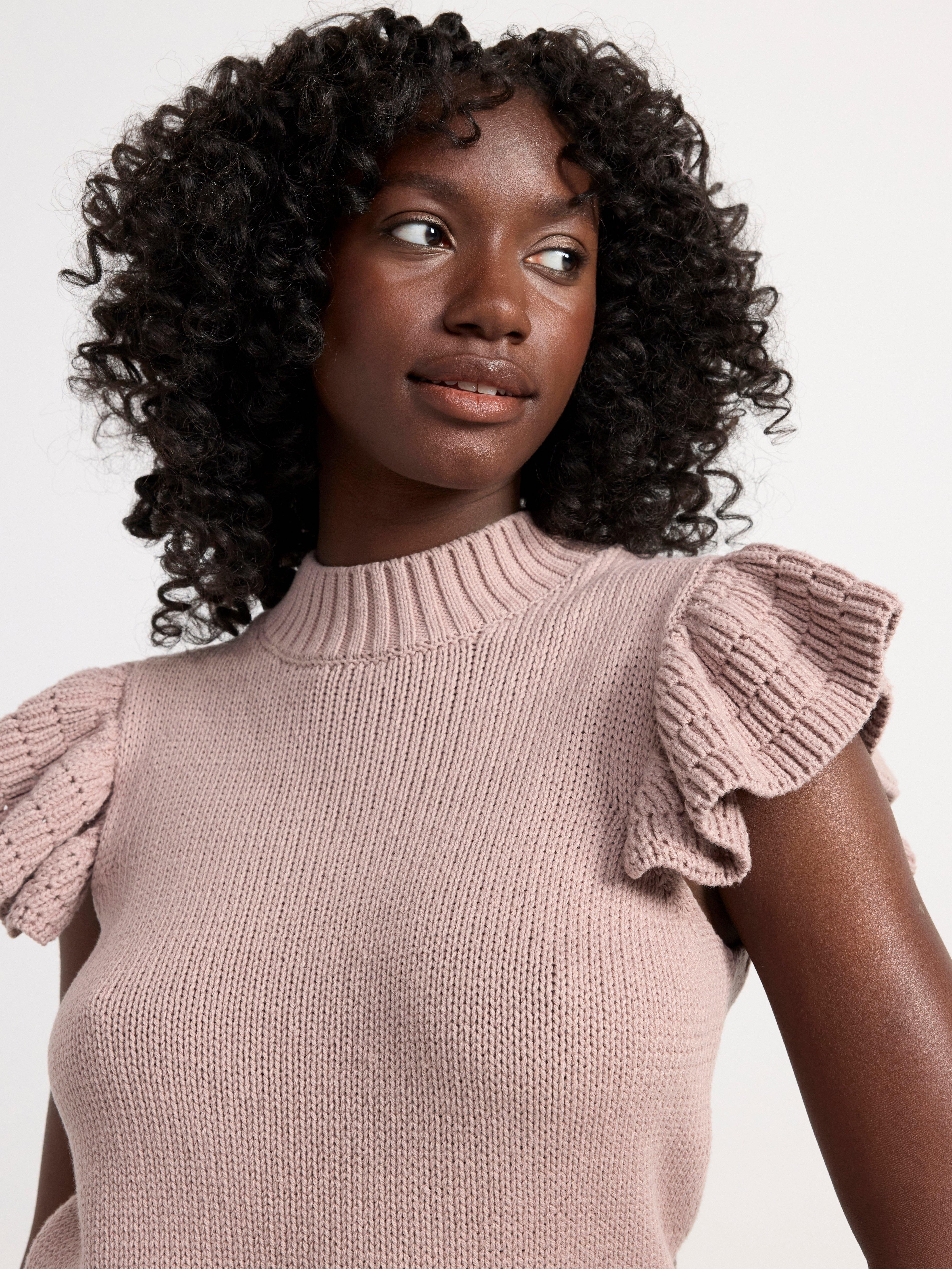 Knitted jumper with flounce sleeves Light Dusty Lilac