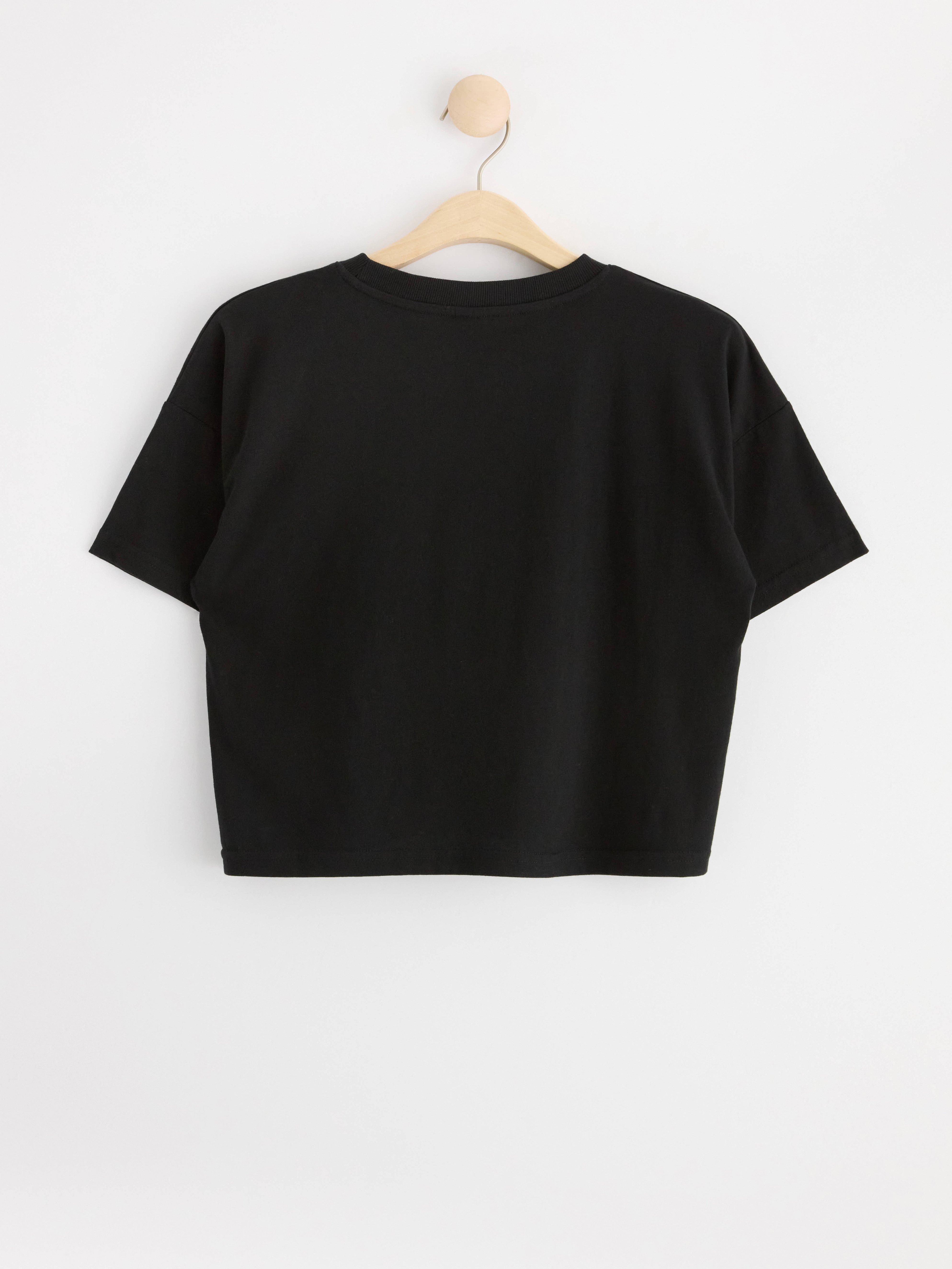 Short sleeve top with butterfly Black