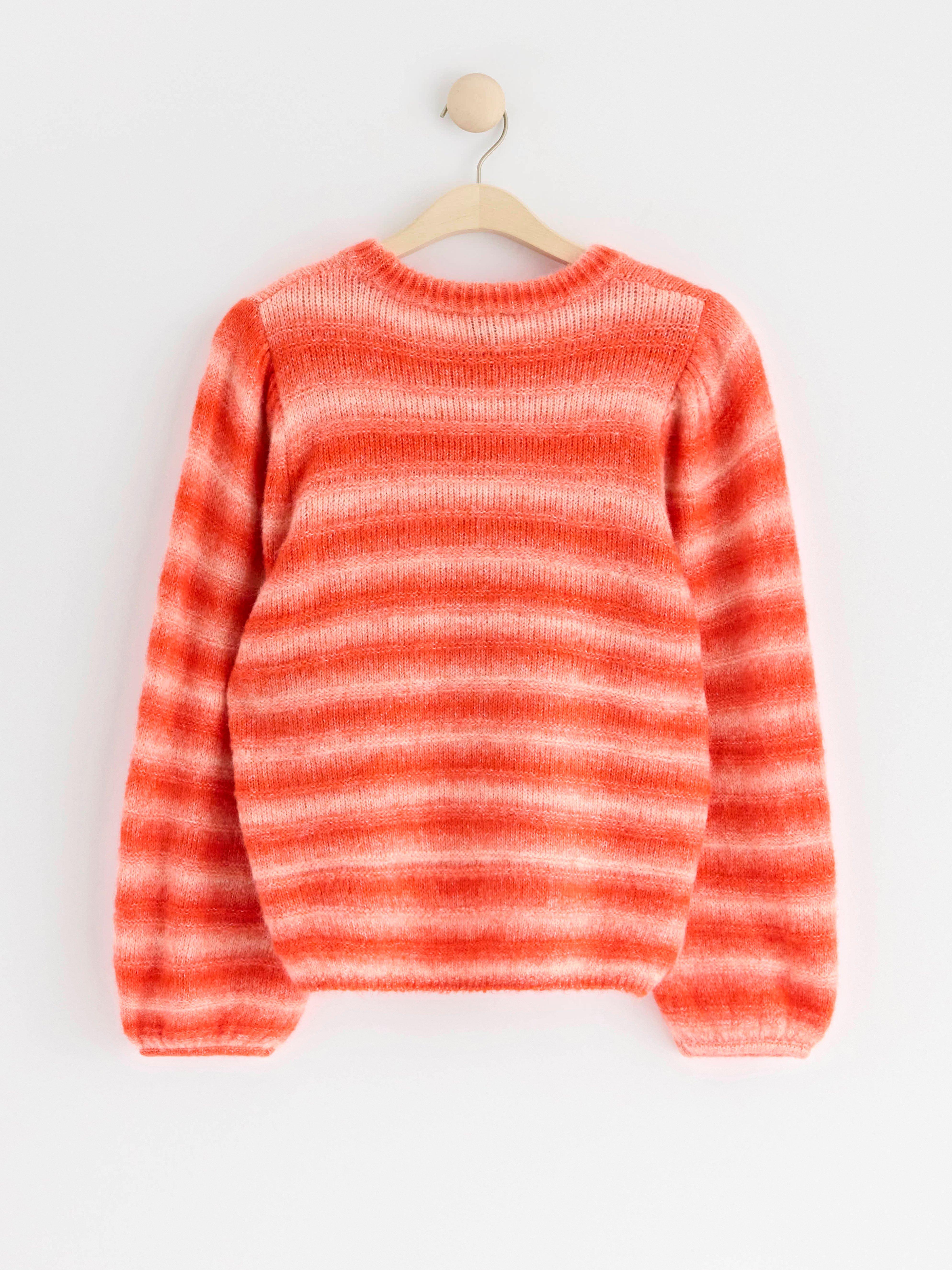 Striped knitted jumper orange
