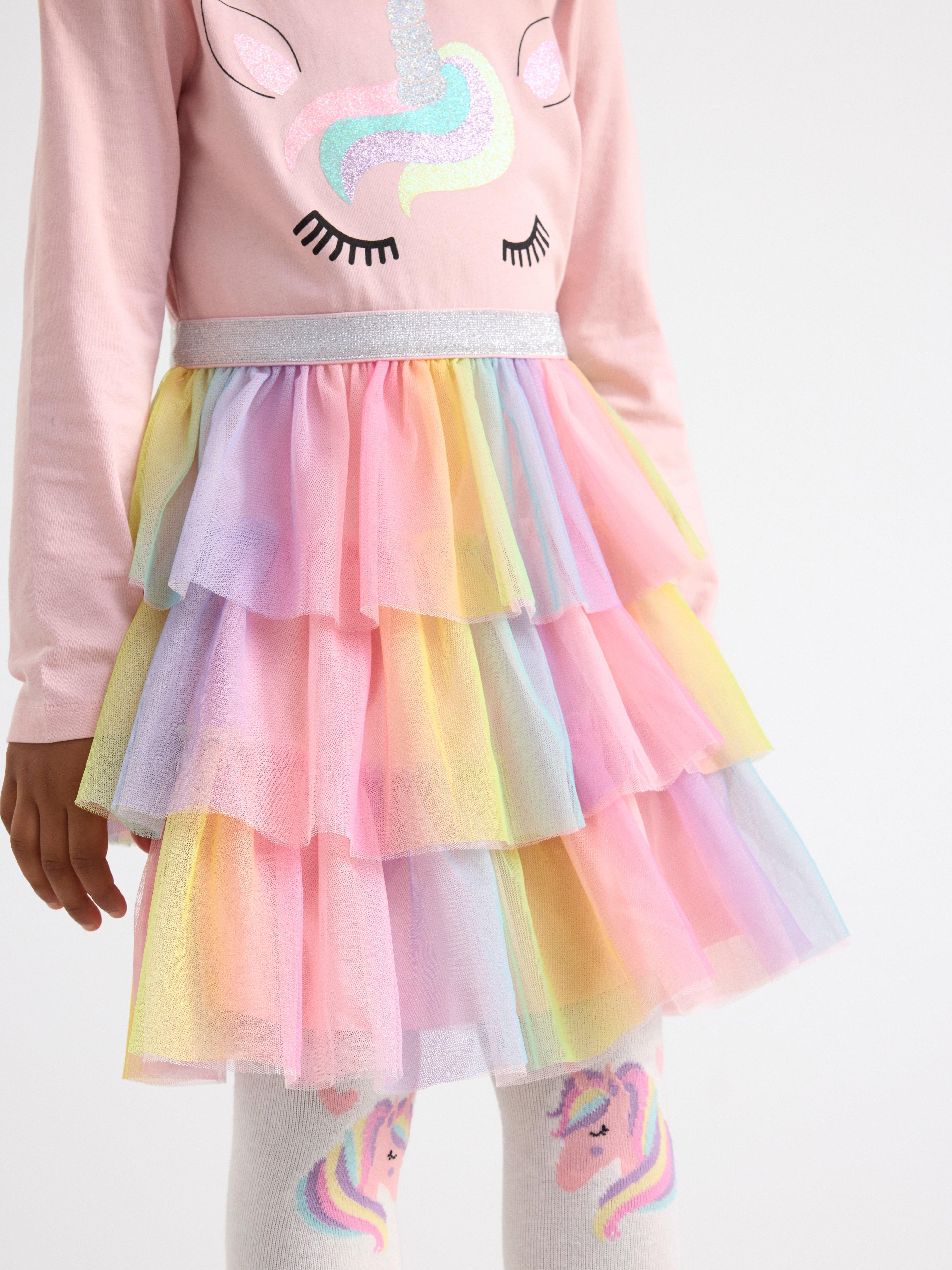 Dress in tulle with unicorn Light Pink