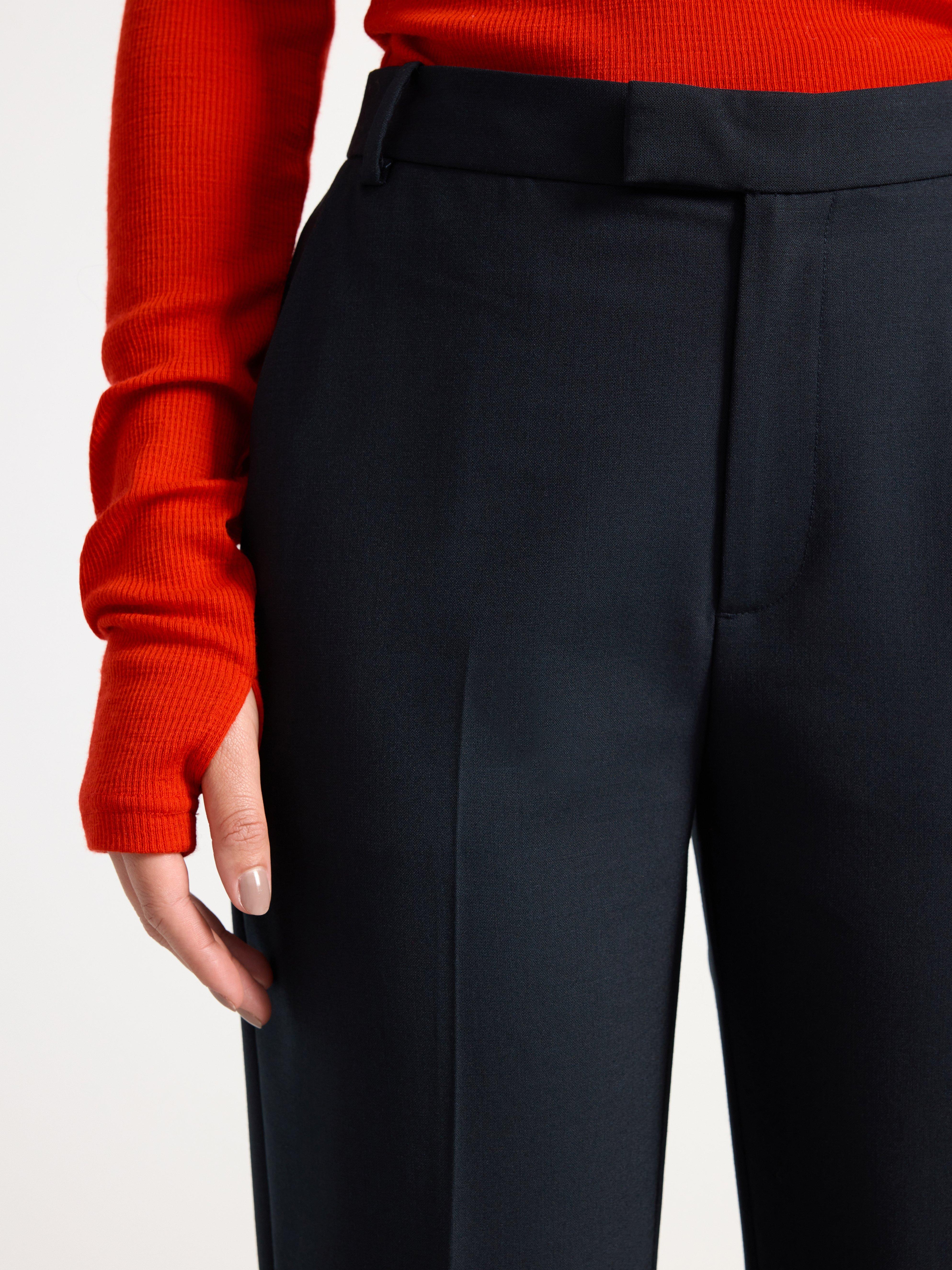 POLLY Straight cropped trousers with regular waist Off Black